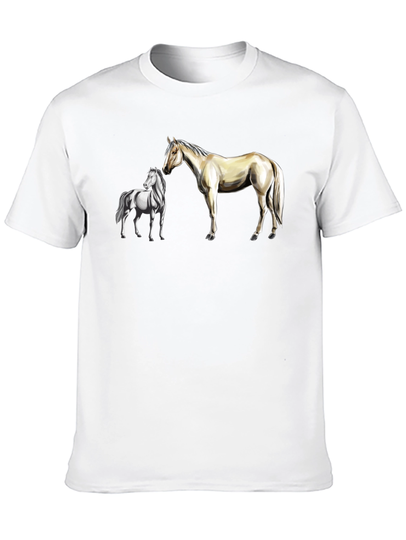 Horse Graphic Tee: Black Cotton Blend