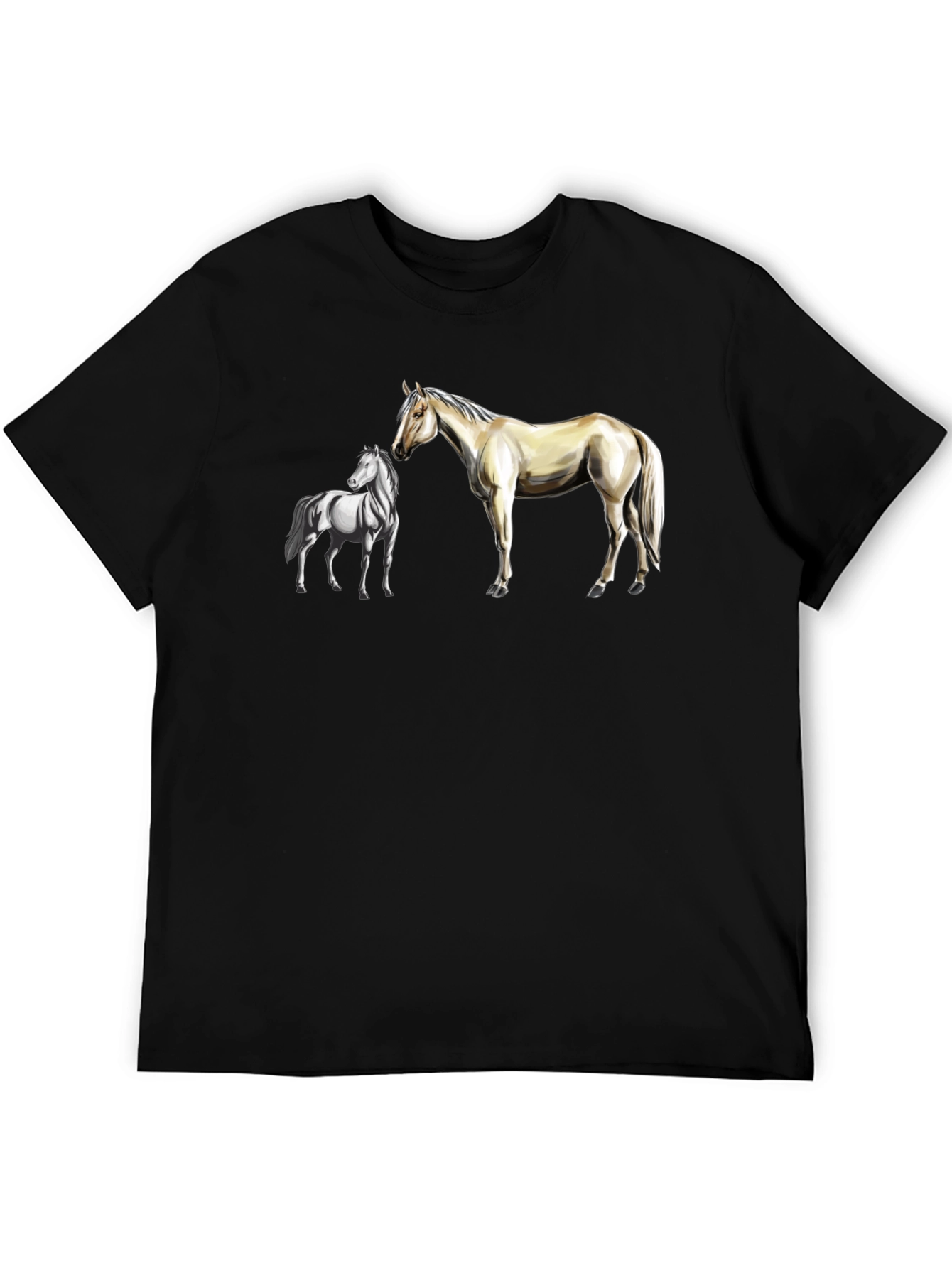 Horse Graphic Tee: Black Cotton Blend