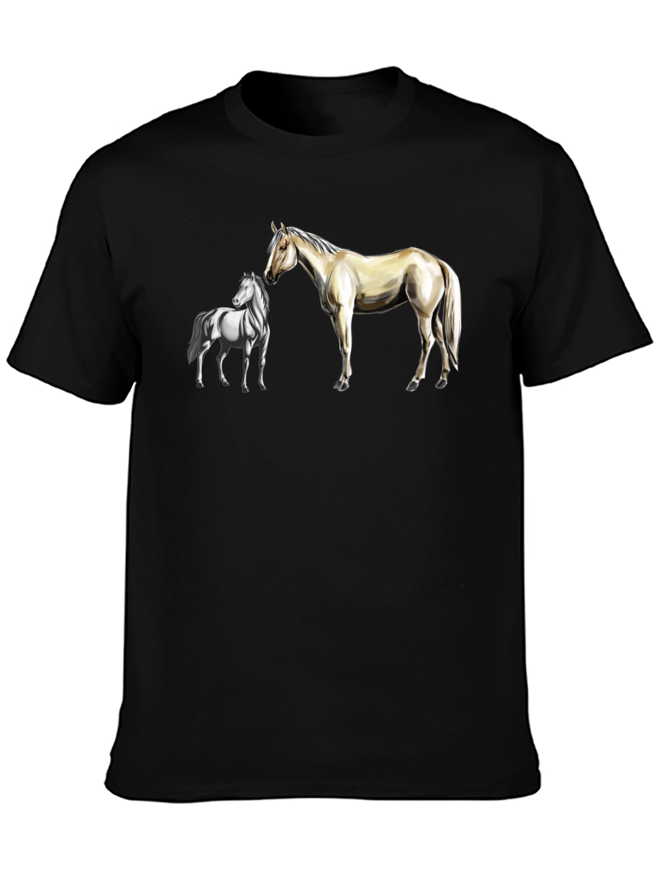 Horse Graphic Tee: Black Cotton Blend