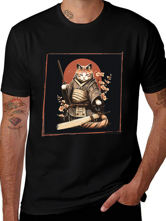 Samurai Cat Graphic Tee - Unique T-Shirt Design