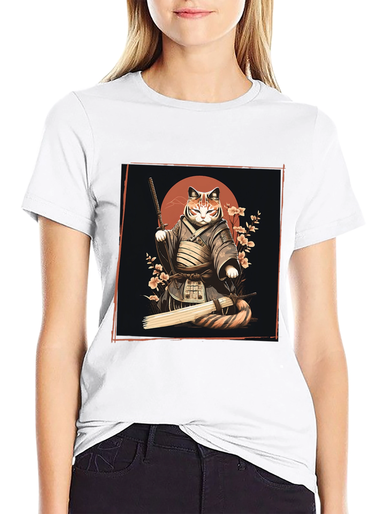 Samurai Cat Graphic Tee - Unique T-Shirt Design