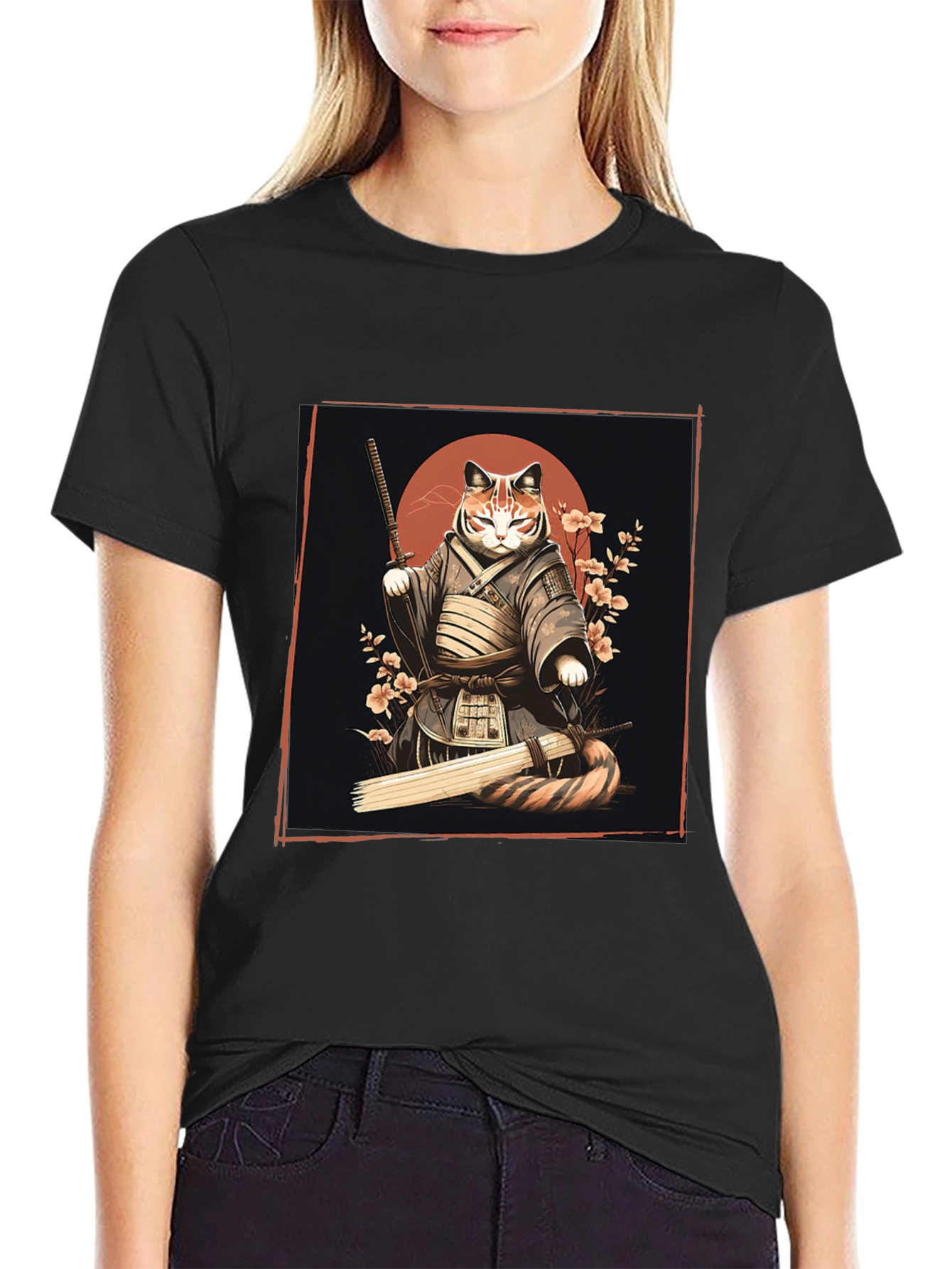 Samurai Cat Graphic Tee - Unique T-Shirt Design