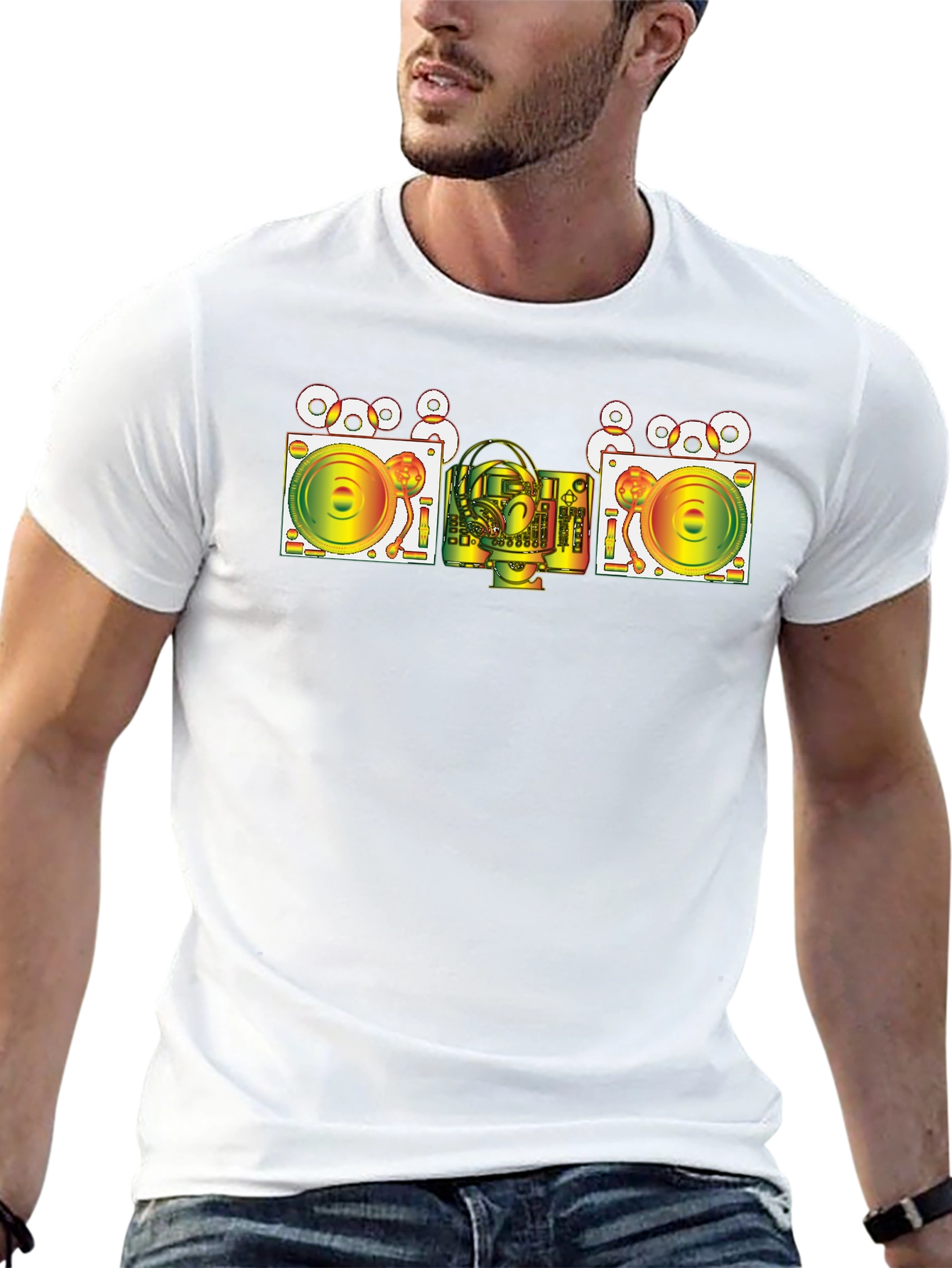DJ Turntable Graphic T-Shirt - Cool Music Lover Tee