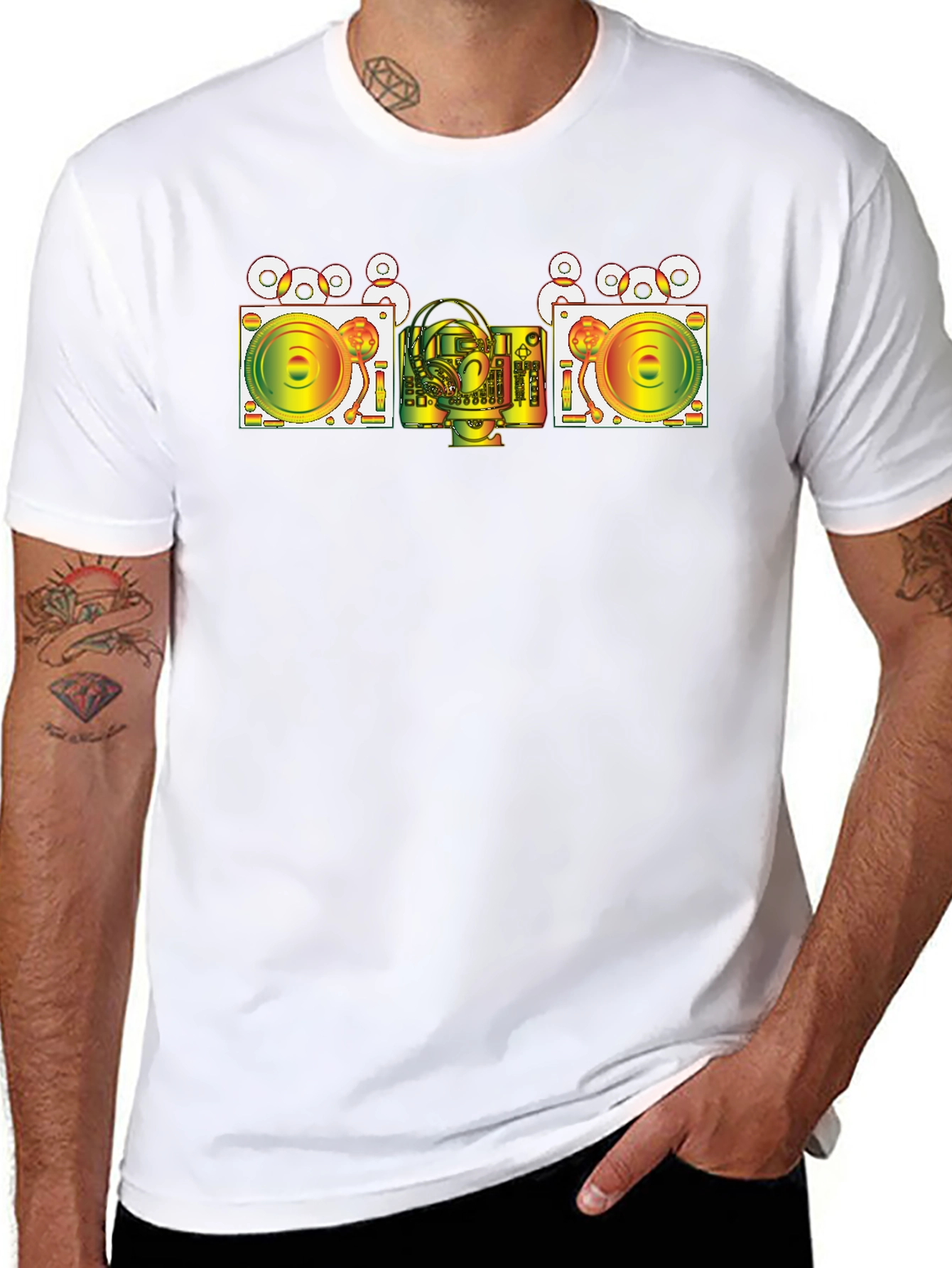 DJ Turntable Graphic T-Shirt - Cool Music Lover Tee