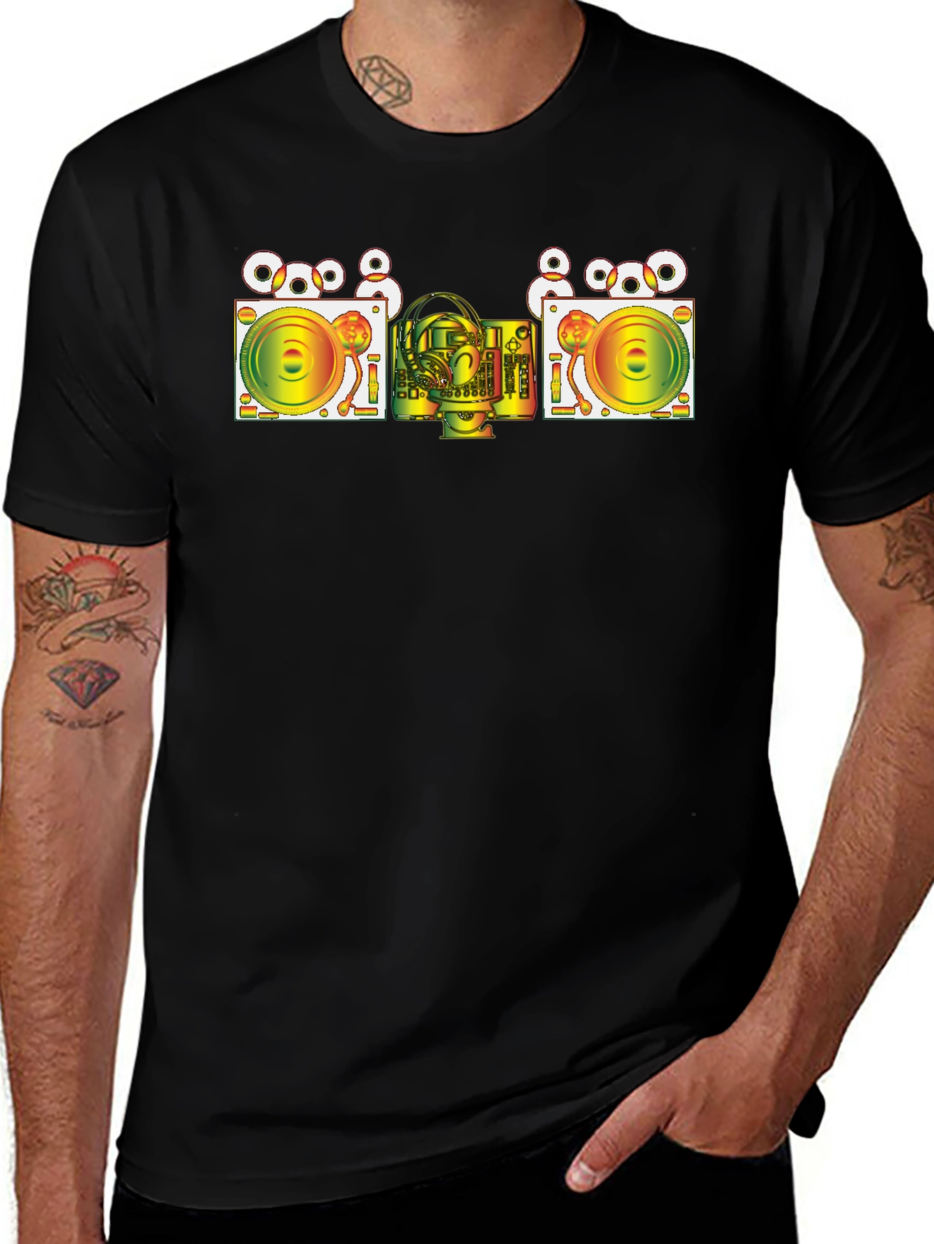 DJ Turntable Graphic T-Shirt - Cool Music Lover Tee
