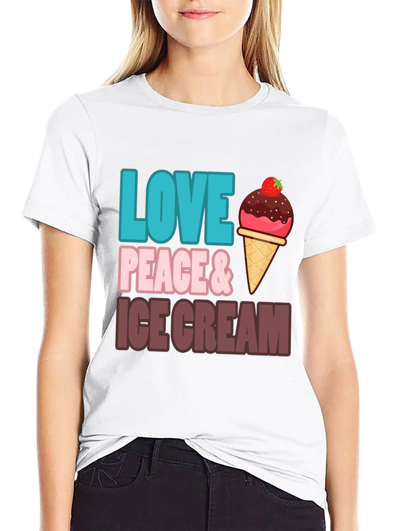 Love Peace & Ice Cream Graphic T-Shirt