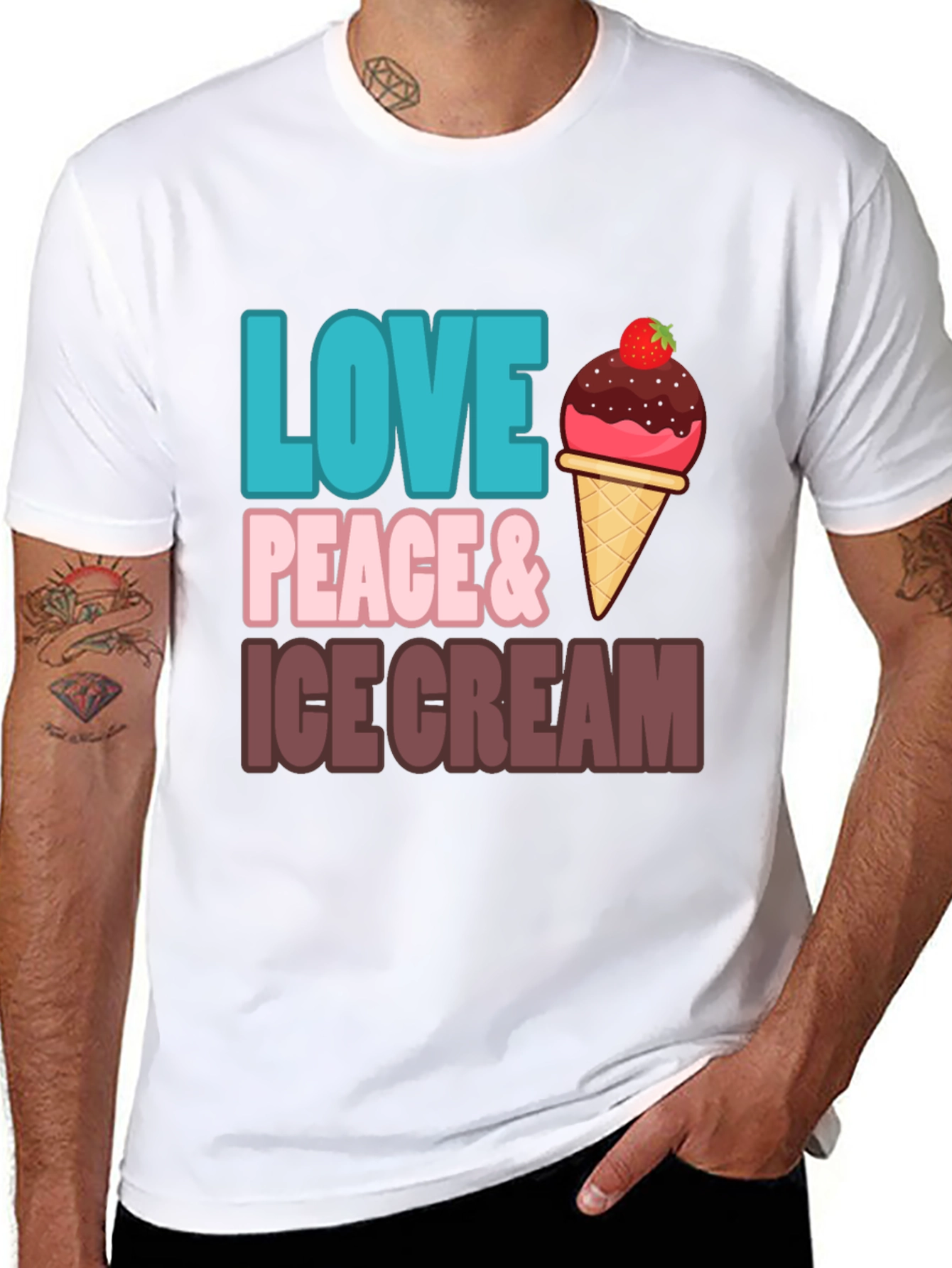Love Peace & Ice Cream Graphic T-Shirt