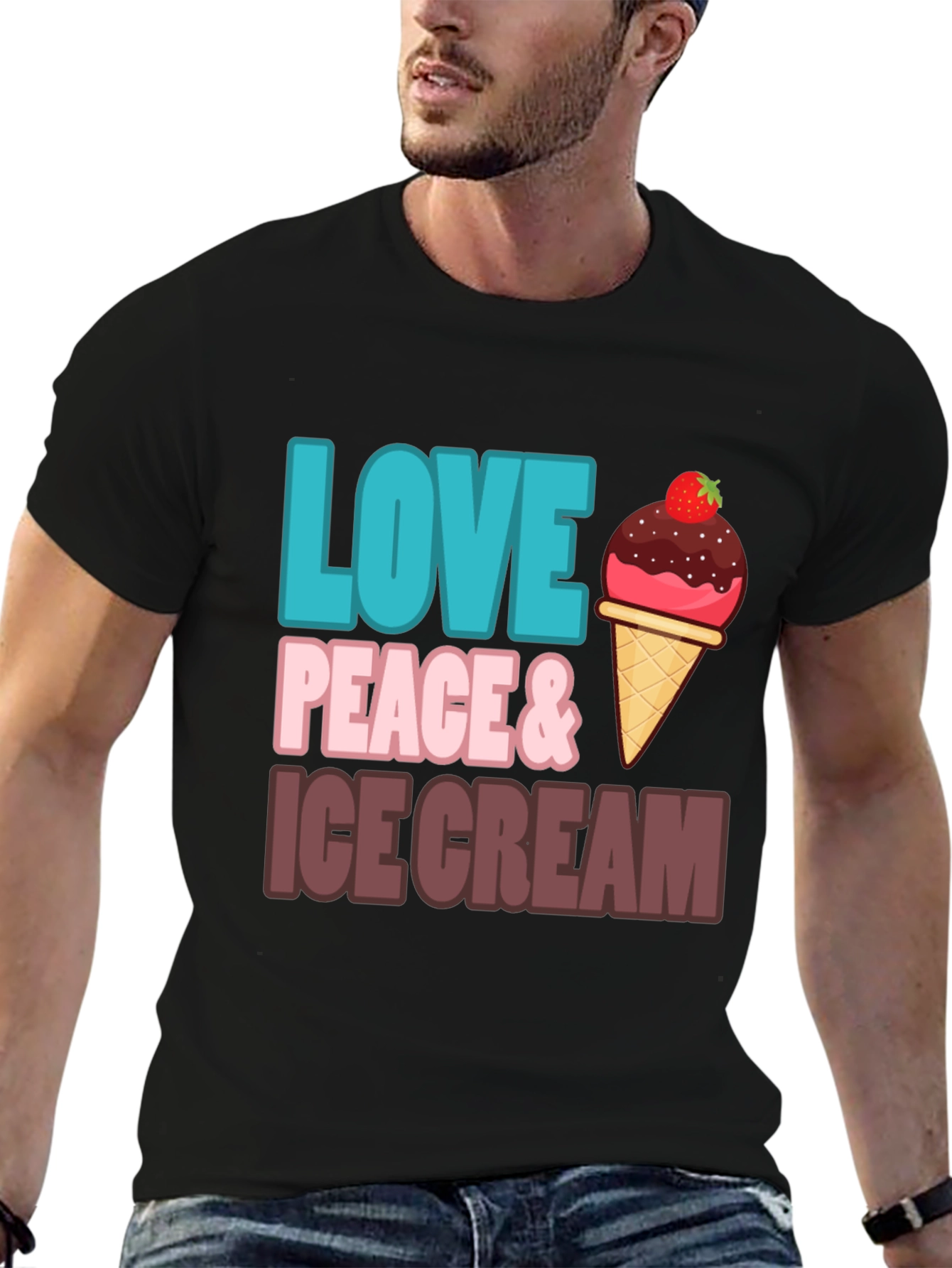 Love Peace & Ice Cream Graphic T-Shirt