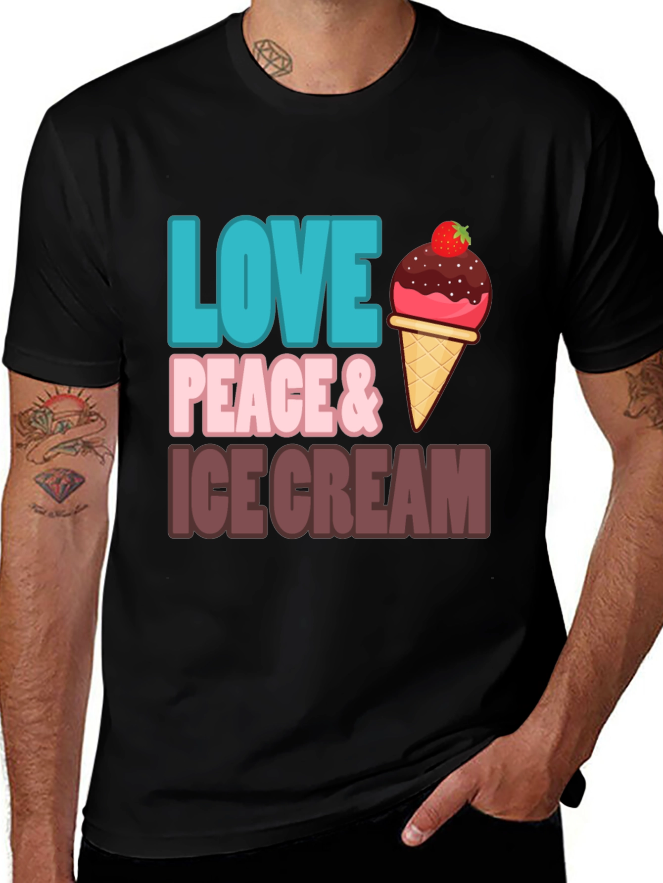 Love Peace & Ice Cream Graphic T-Shirt