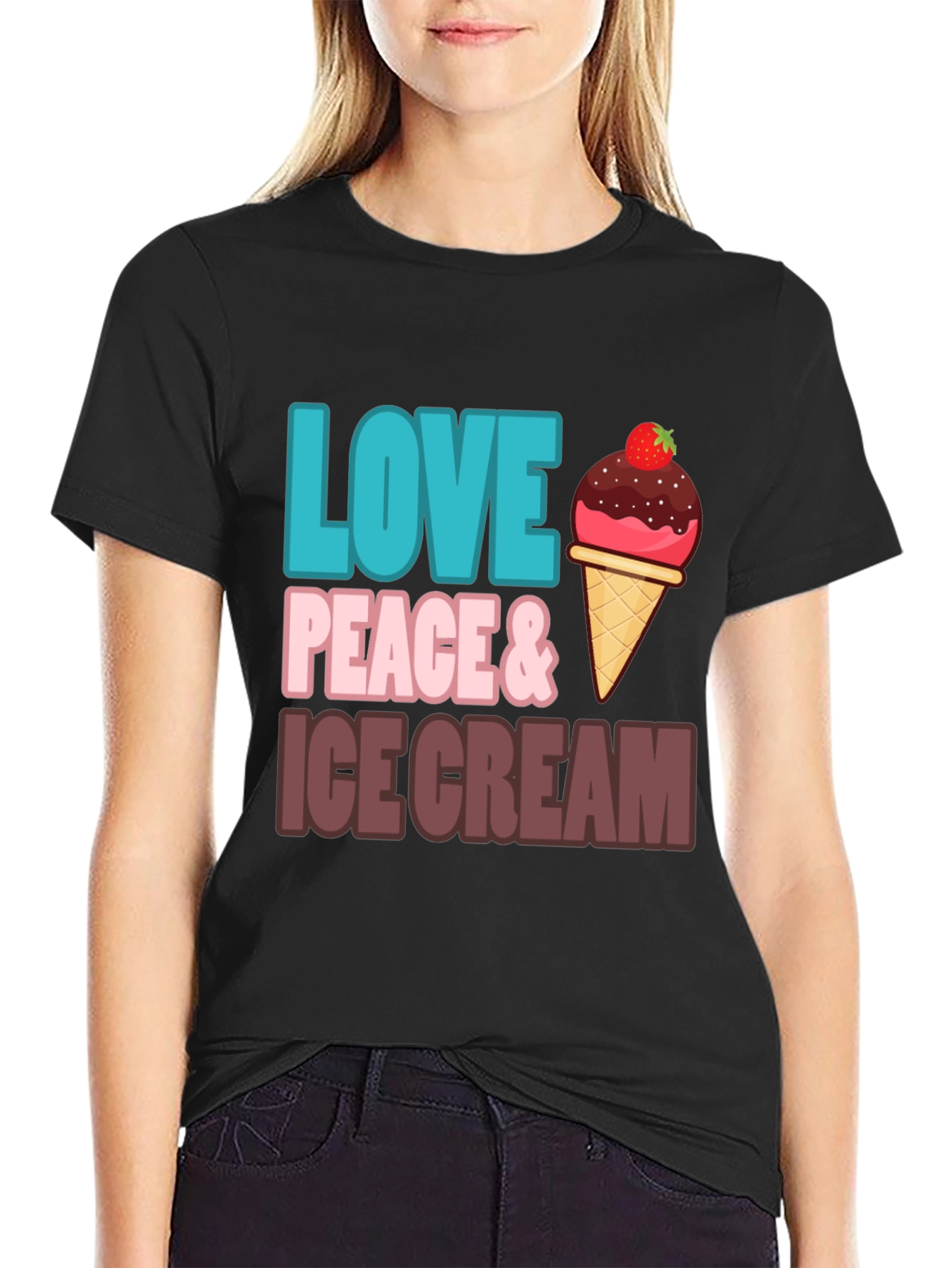 Love Peace & Ice Cream Graphic T-Shirt