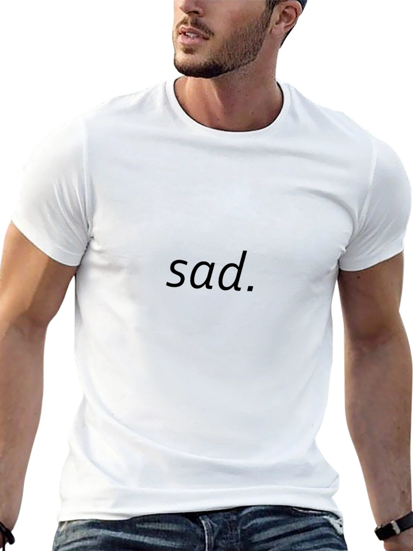 Mens Black sad. Graphic T-Shirt