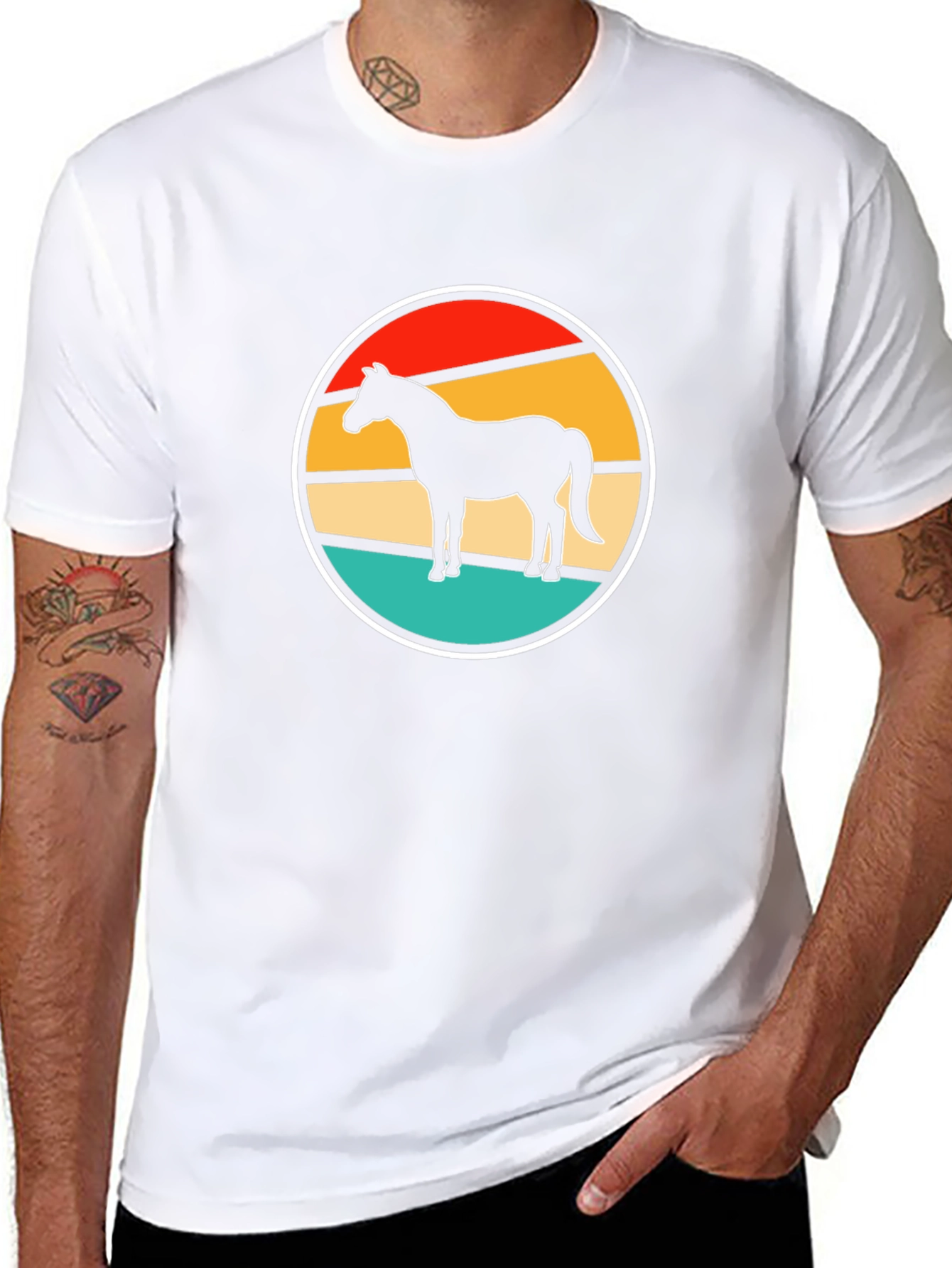 Retro Horse Graphic Tee - Stylish Black T-Shirt
