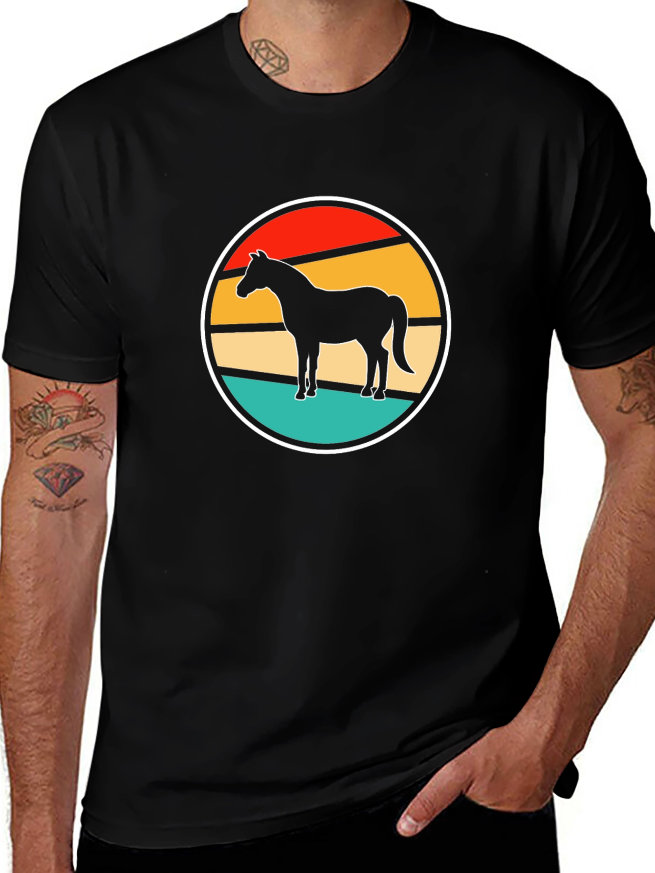 Retro Horse Graphic Tee - Stylish Black T-Shirt
