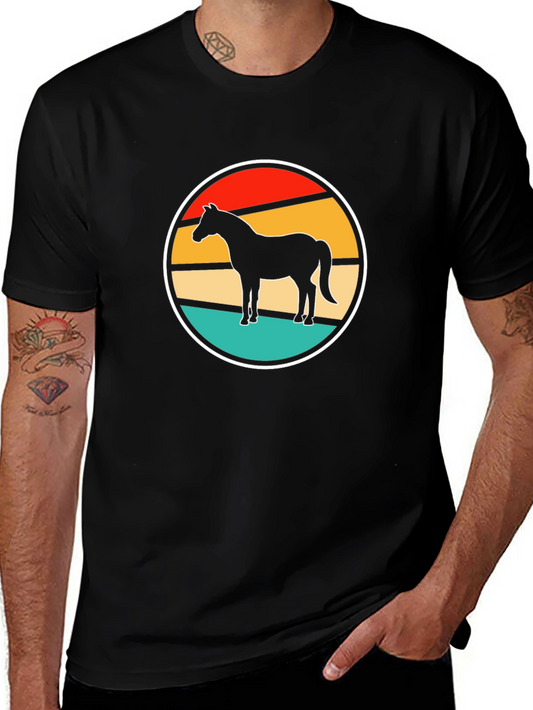 Retro Horse Graphic Tee - Stylish Black T-Shirt