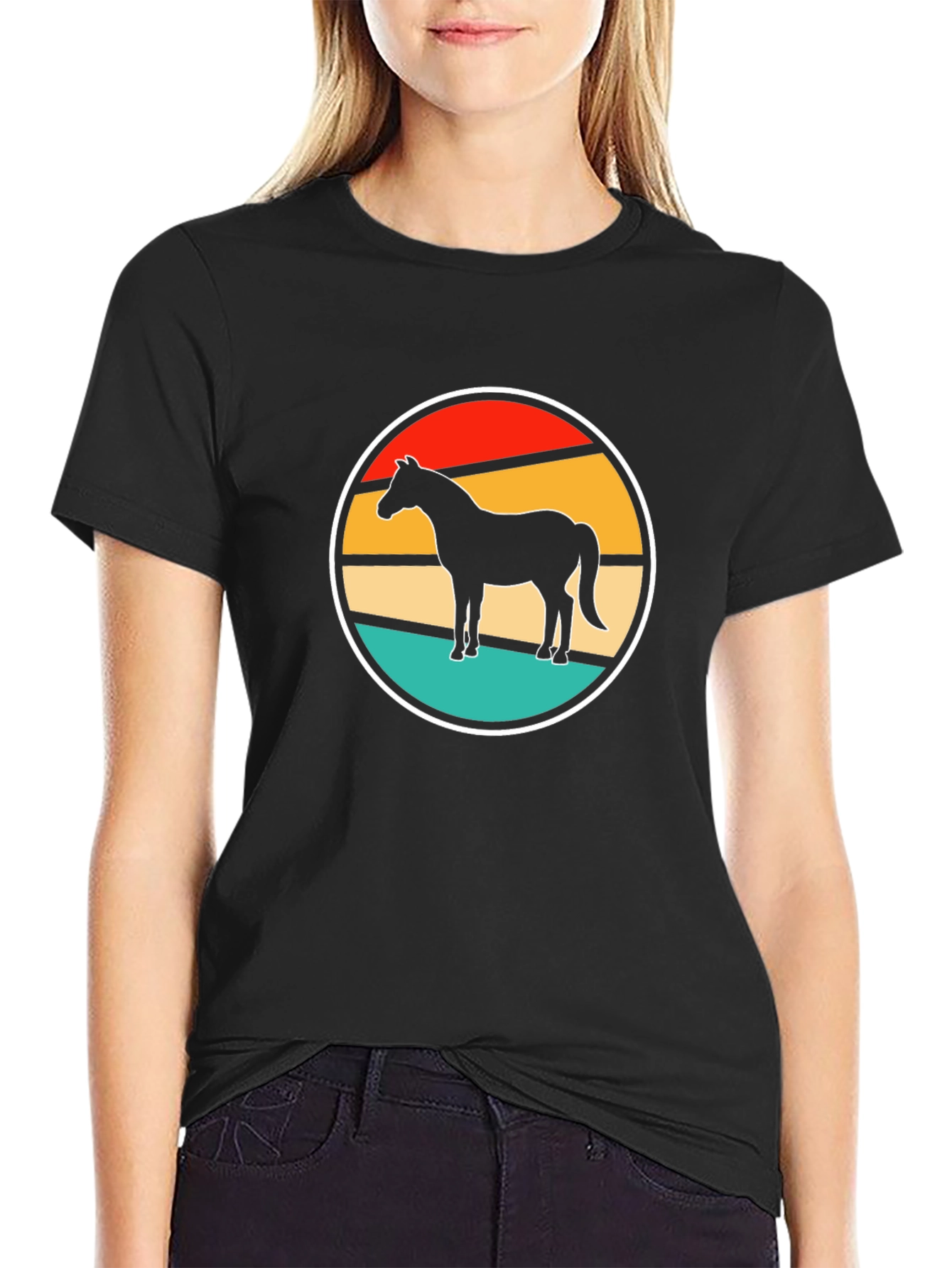Retro Horse Graphic Tee - Stylish Black T-Shirt