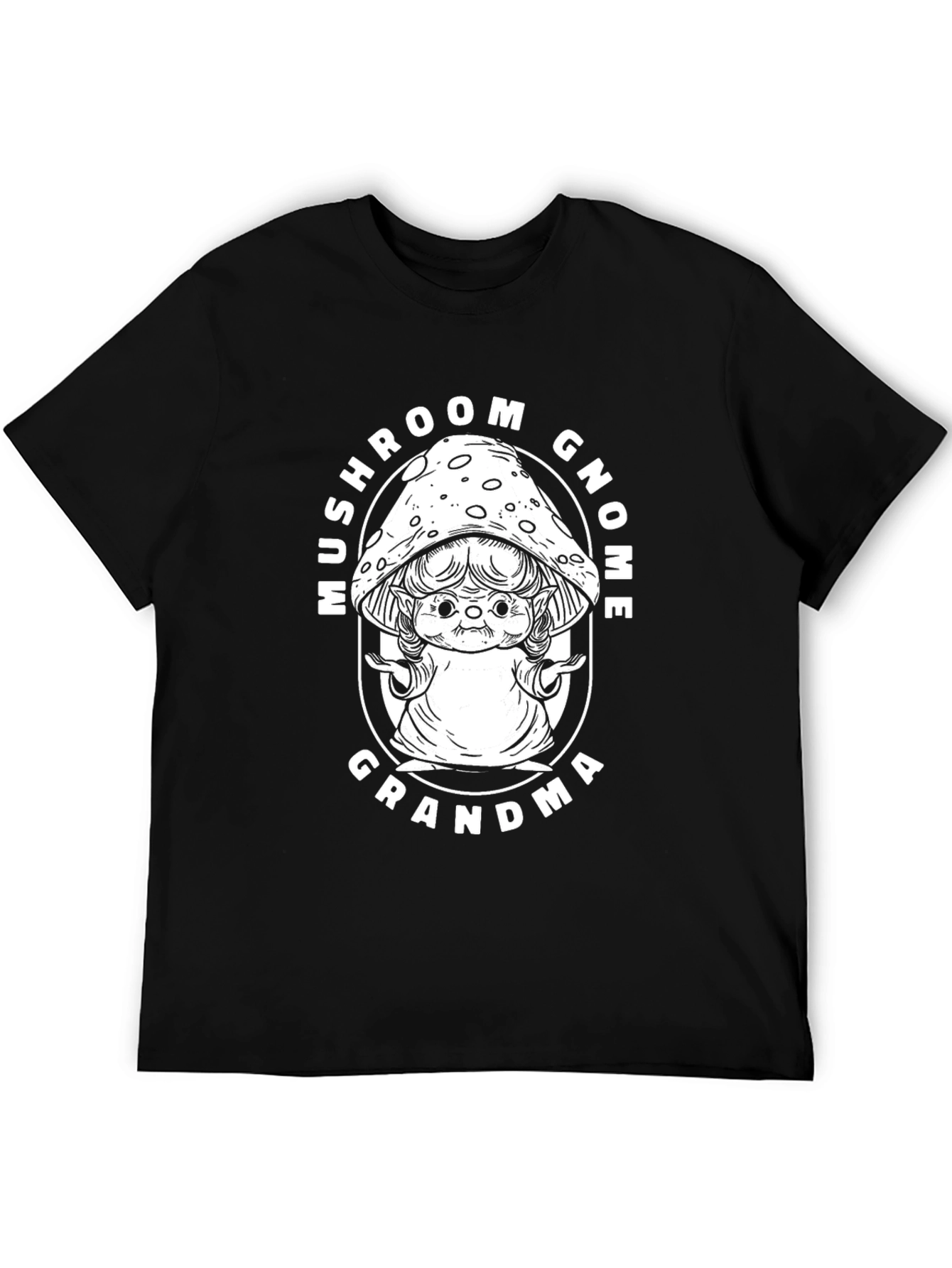 Mushroom Gnome Grandma Black T-Shirt