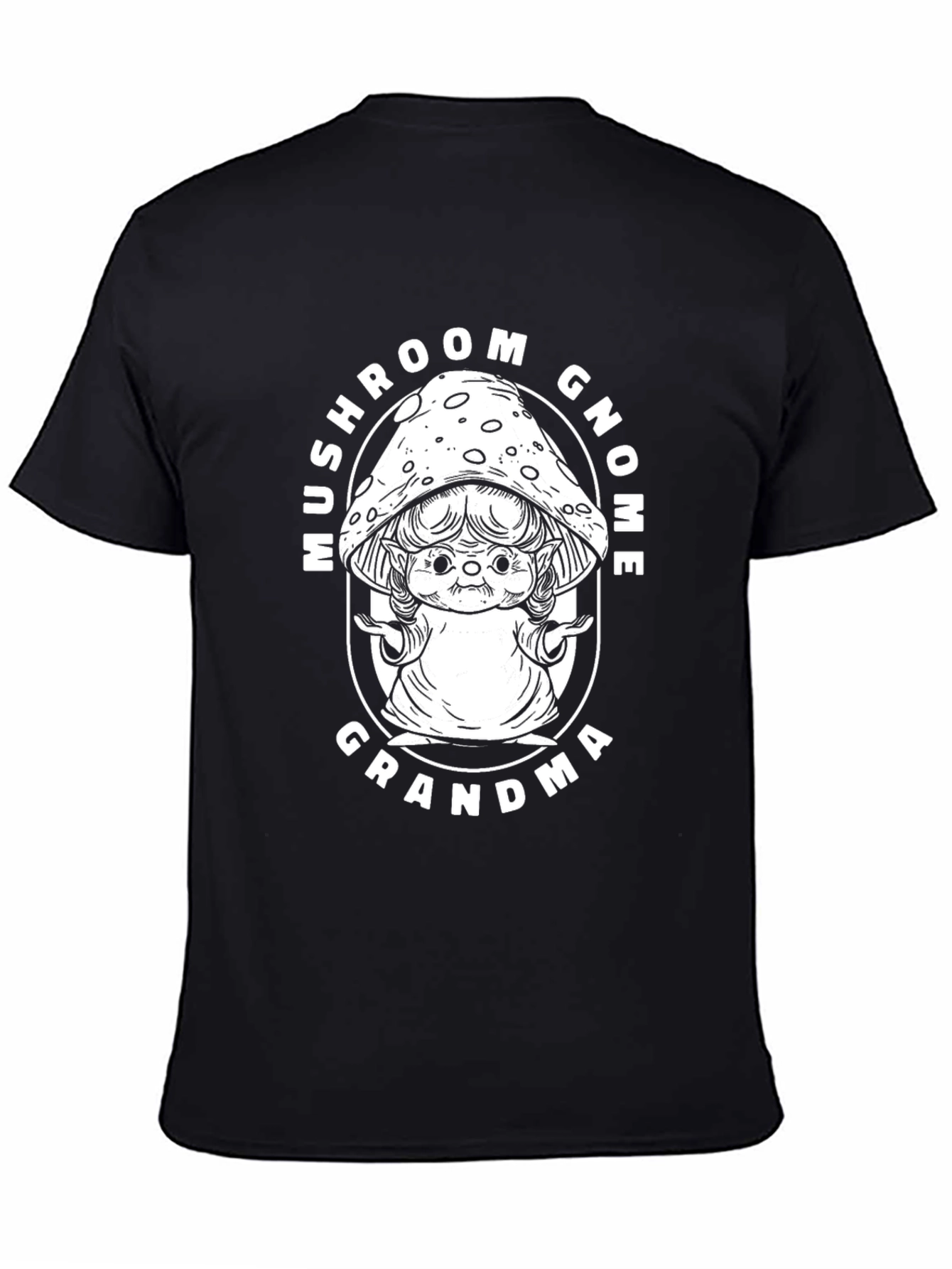 Mushroom Gnome Grandma Black T-Shirt