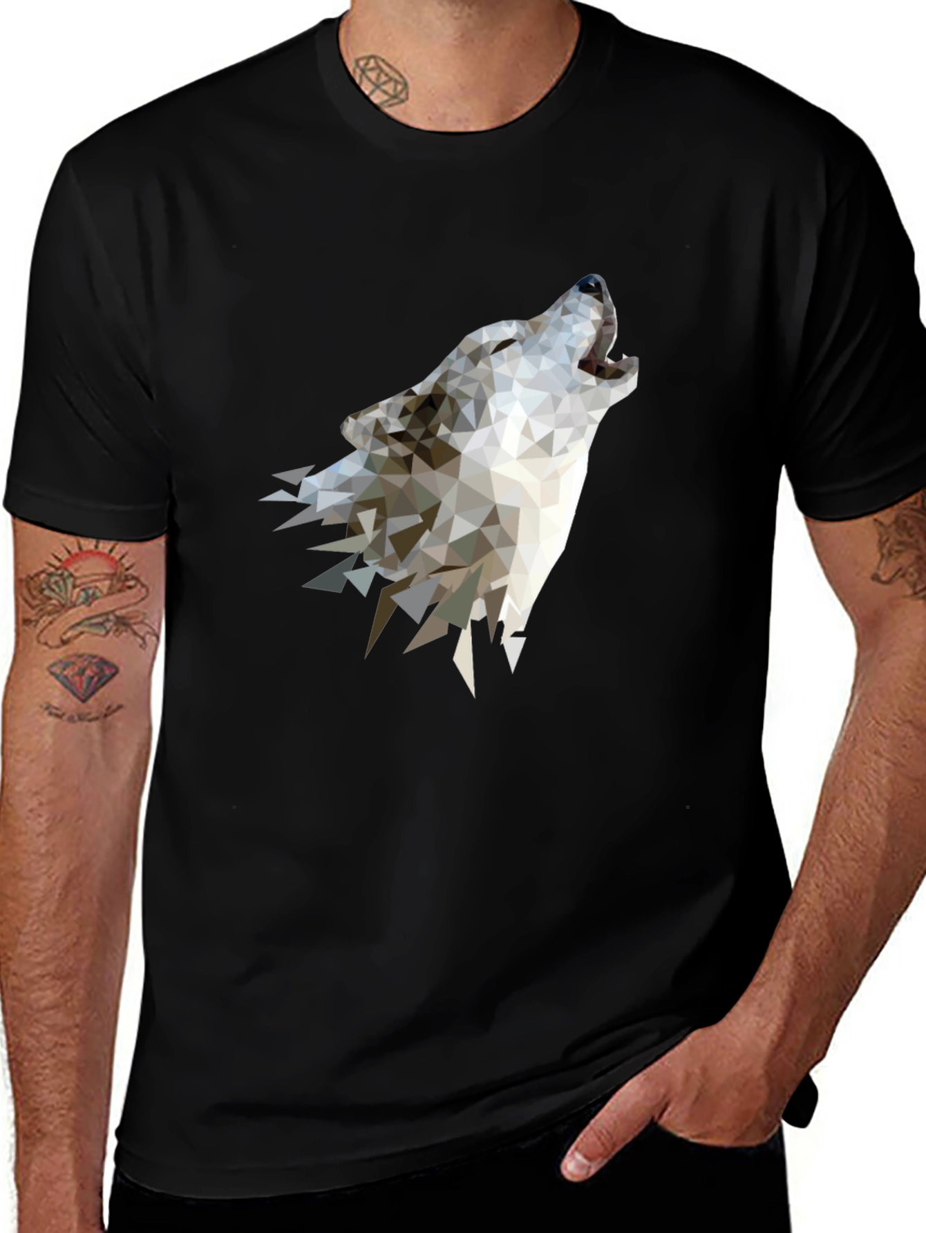 Geometric Wolf Graphic Tee - Modern Style