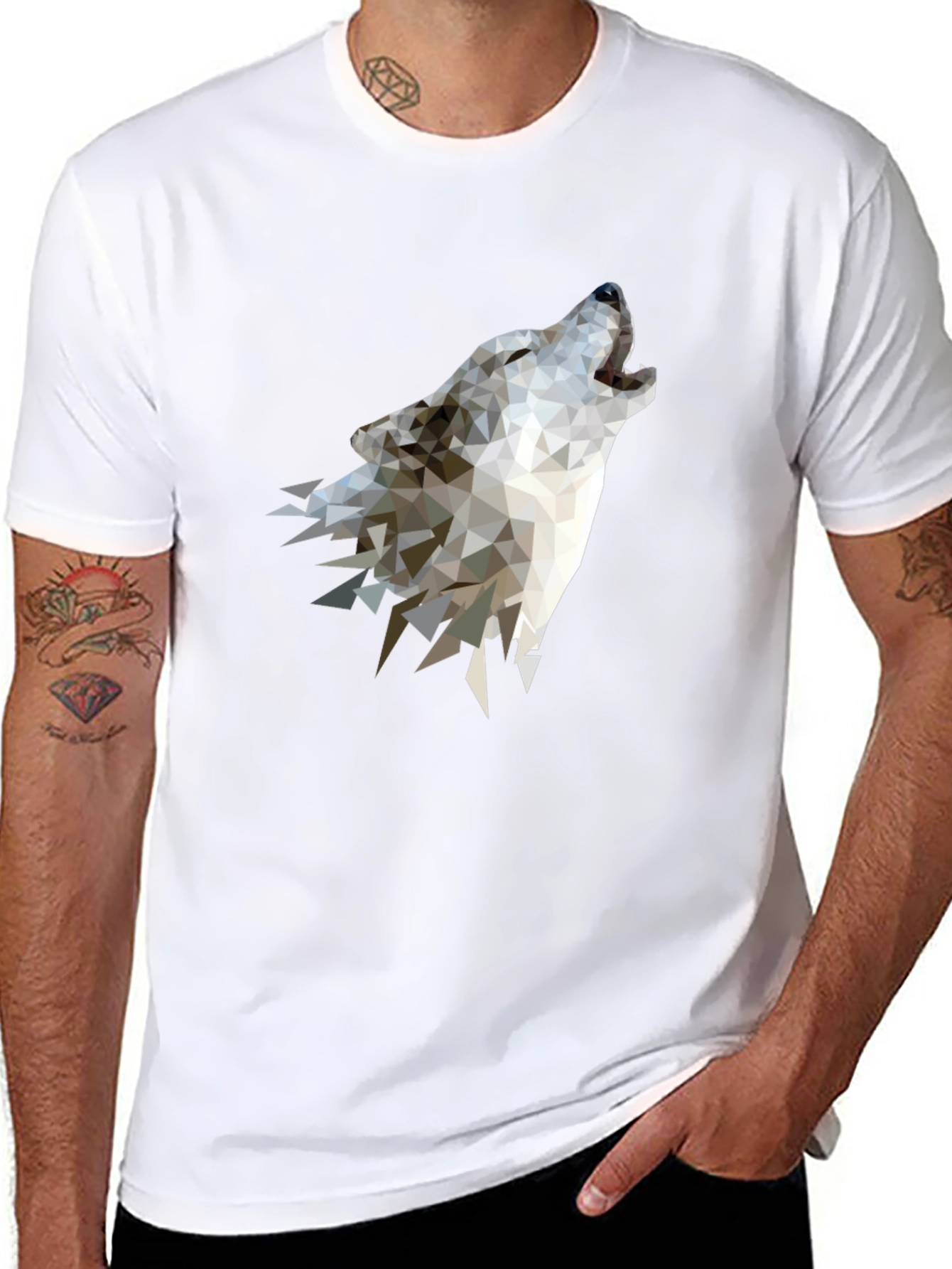 Geometric Wolf Graphic Tee - Modern Style