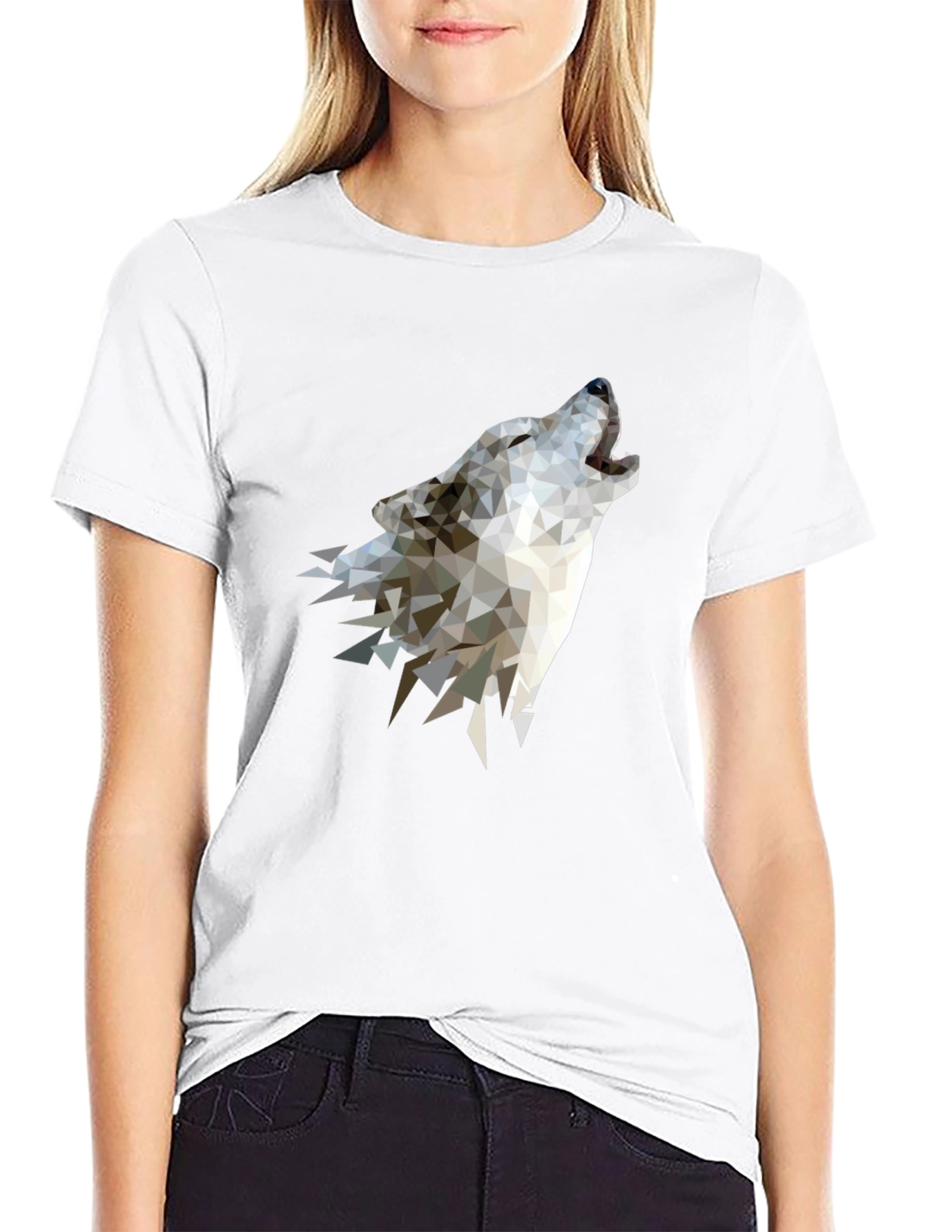 Geometric Wolf Graphic Tee - Modern Style