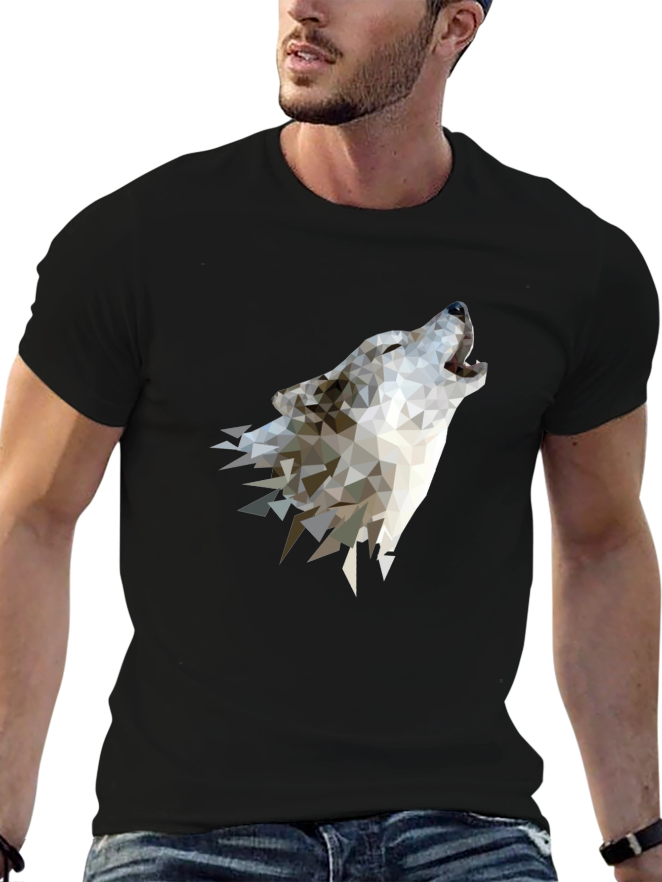 Geometric Wolf Graphic Tee - Modern Style