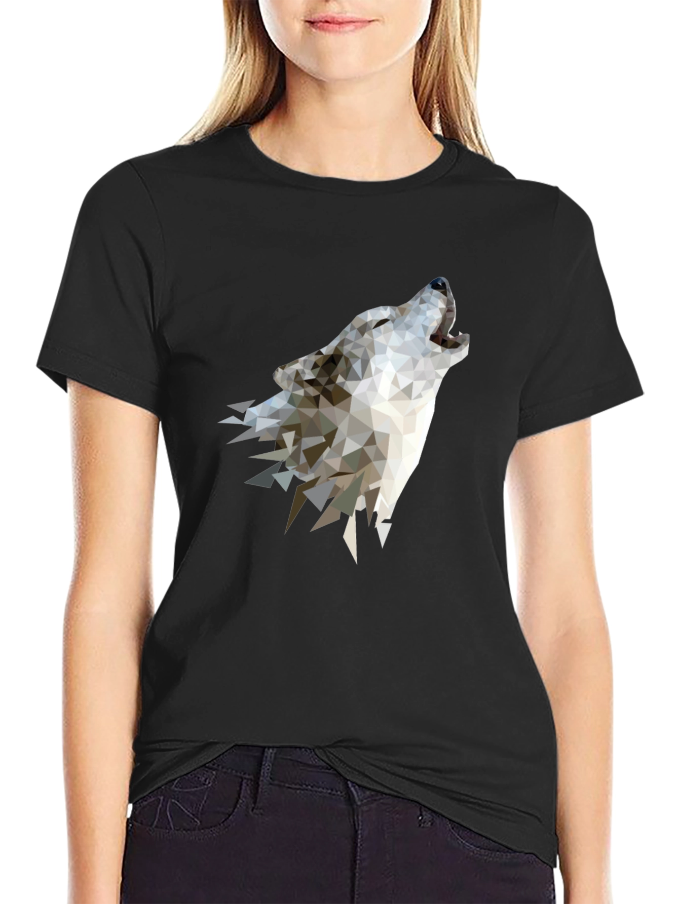 Geometric Wolf Graphic Tee - Modern Style