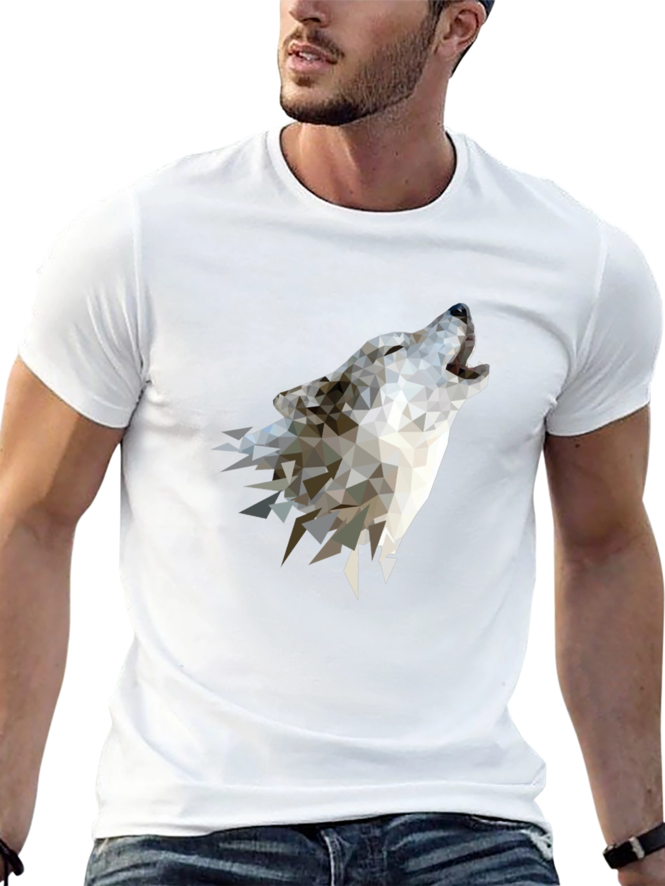 Geometric Wolf Graphic Tee - Modern Style