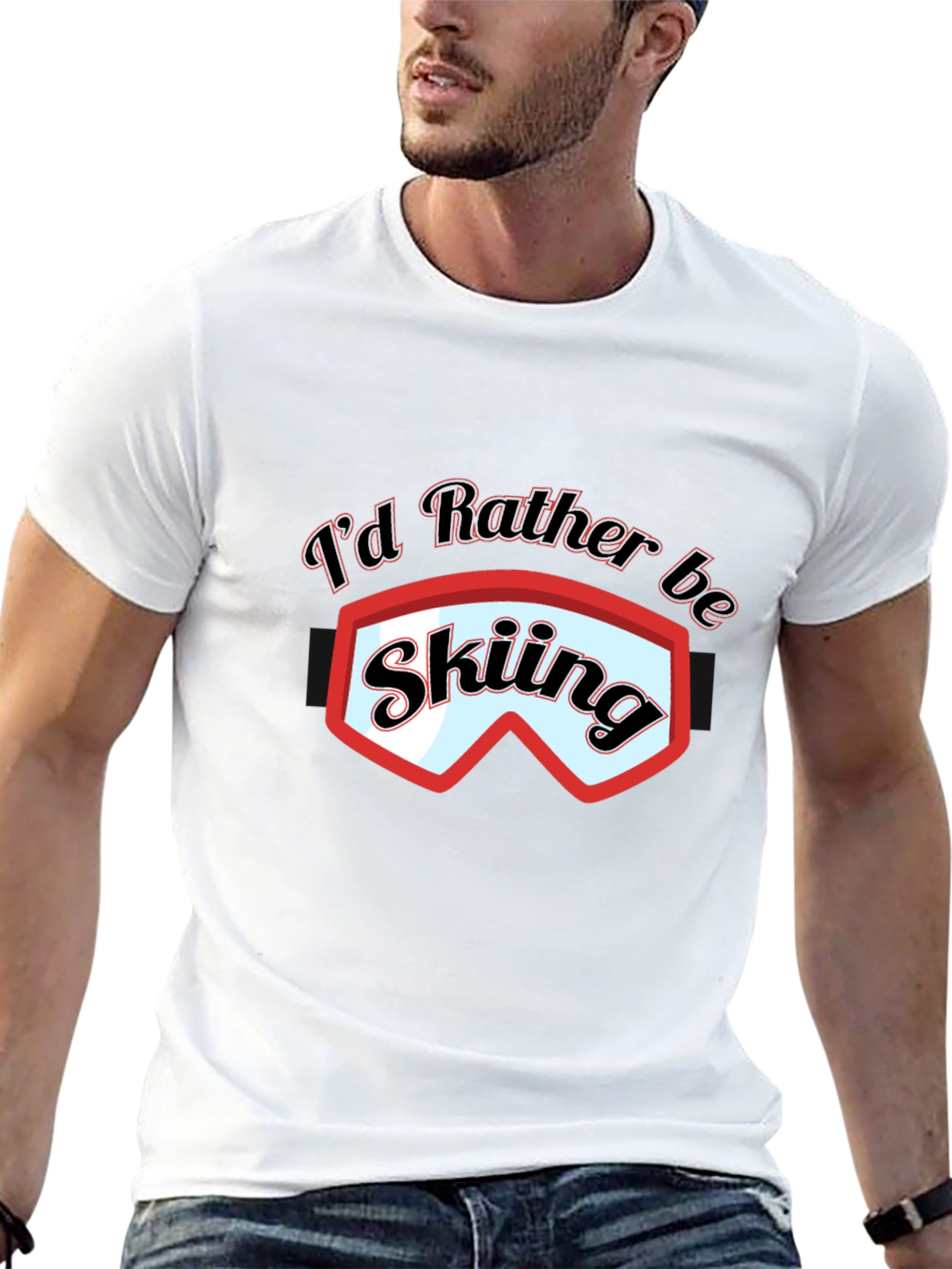 Skiing Graphic T-Shirt - Black