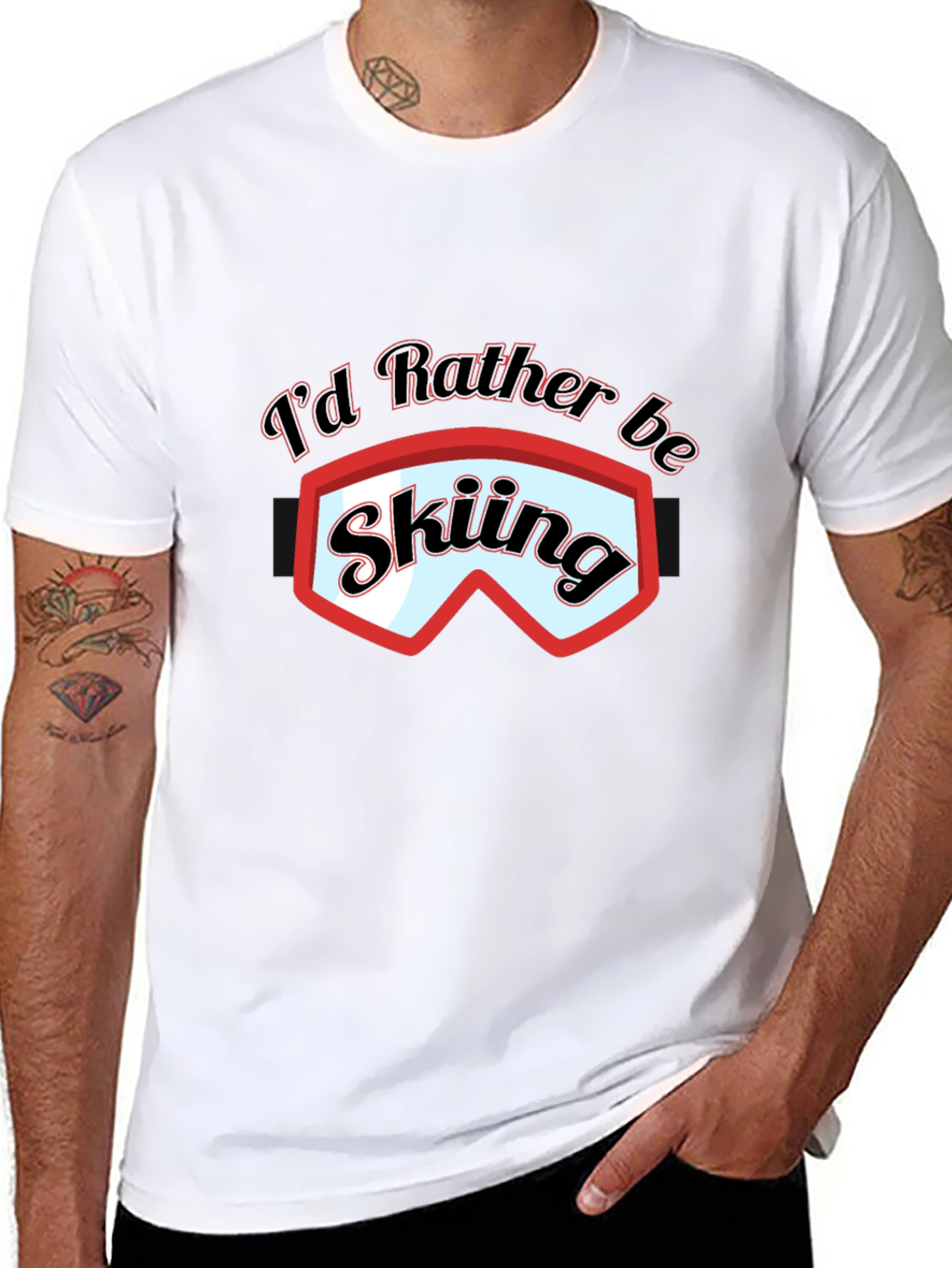 Skiing Graphic T-Shirt - Black