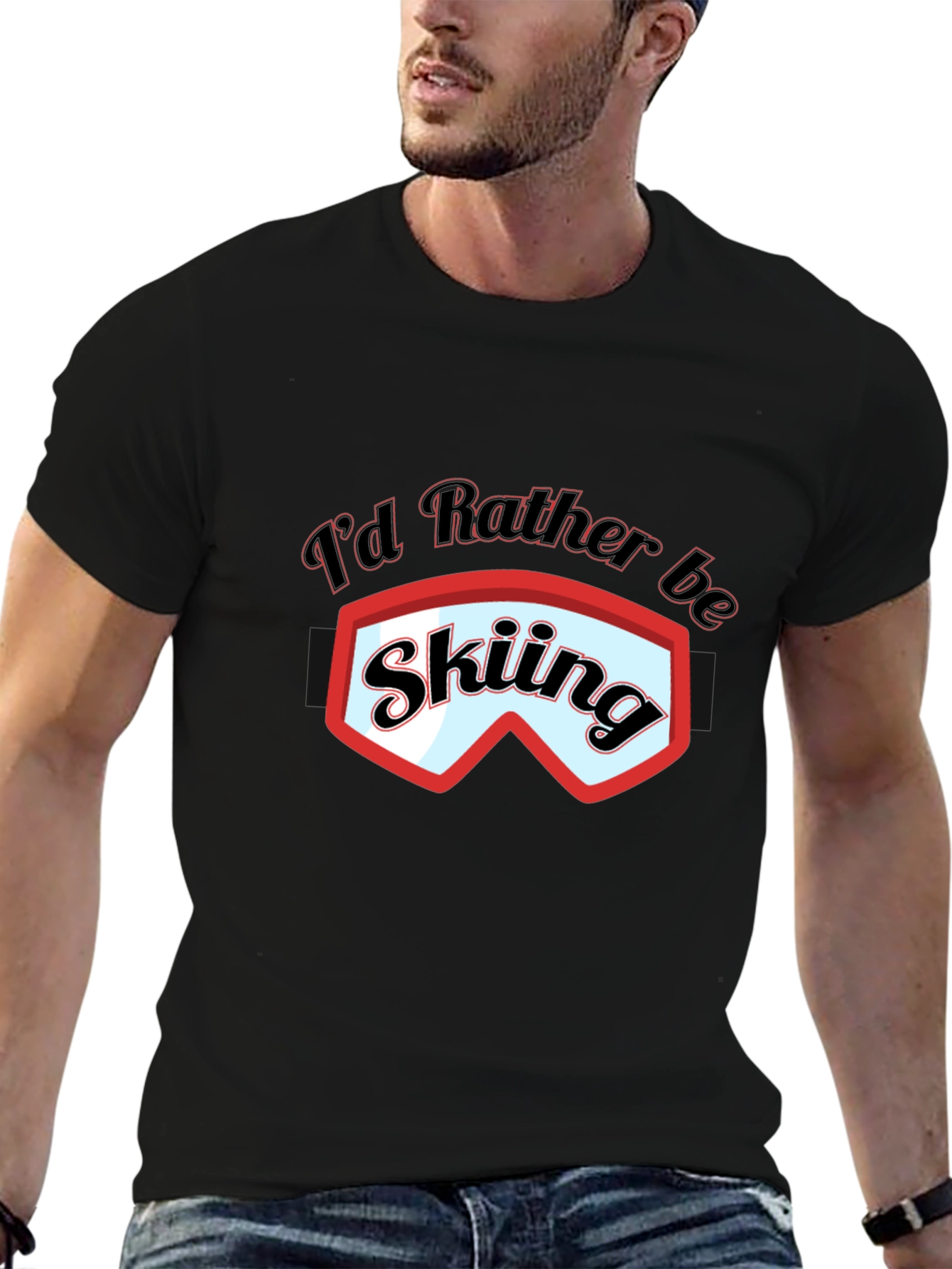Skiing Graphic T-Shirt - Black