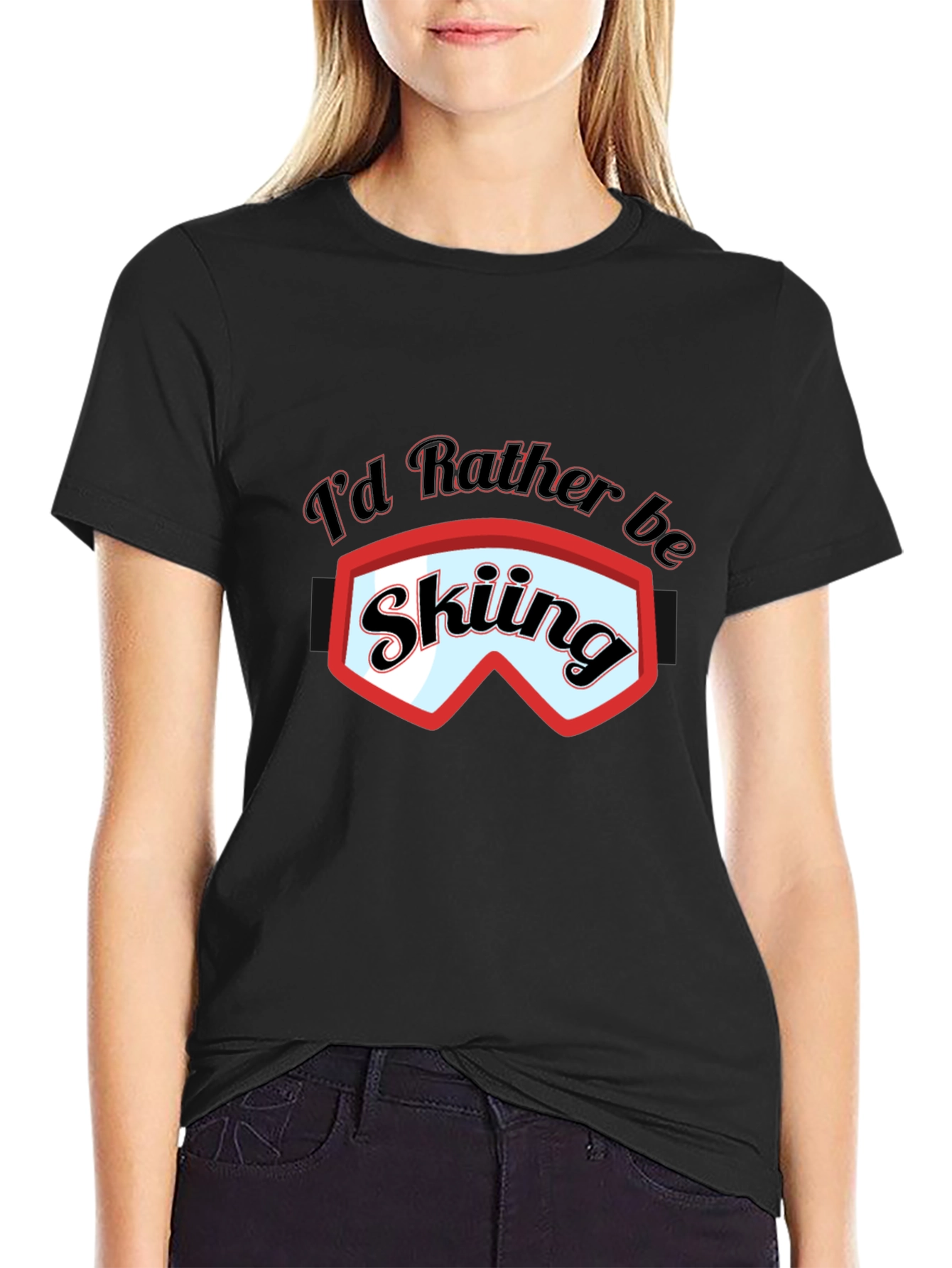Skiing Graphic T-Shirt - Black