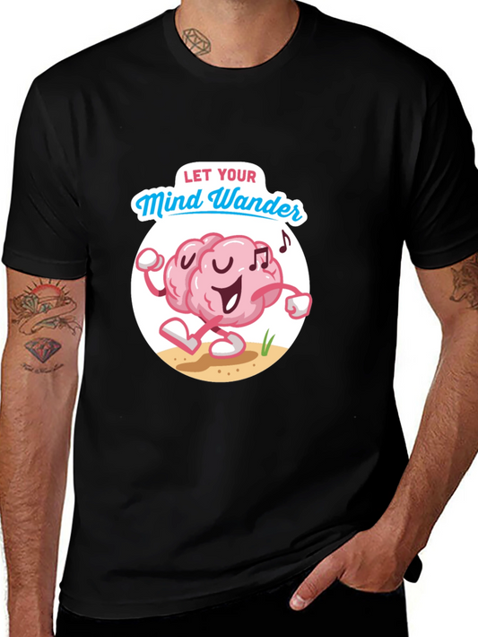 Let Your Mind Wander Graphic Tee - Black Cotton T-Shirt