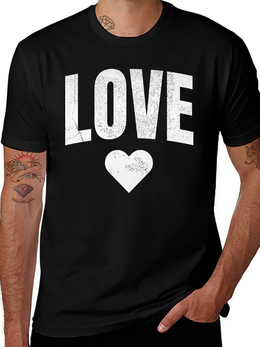 Love Heart Graphic Tee - Black Casual T-Shirt