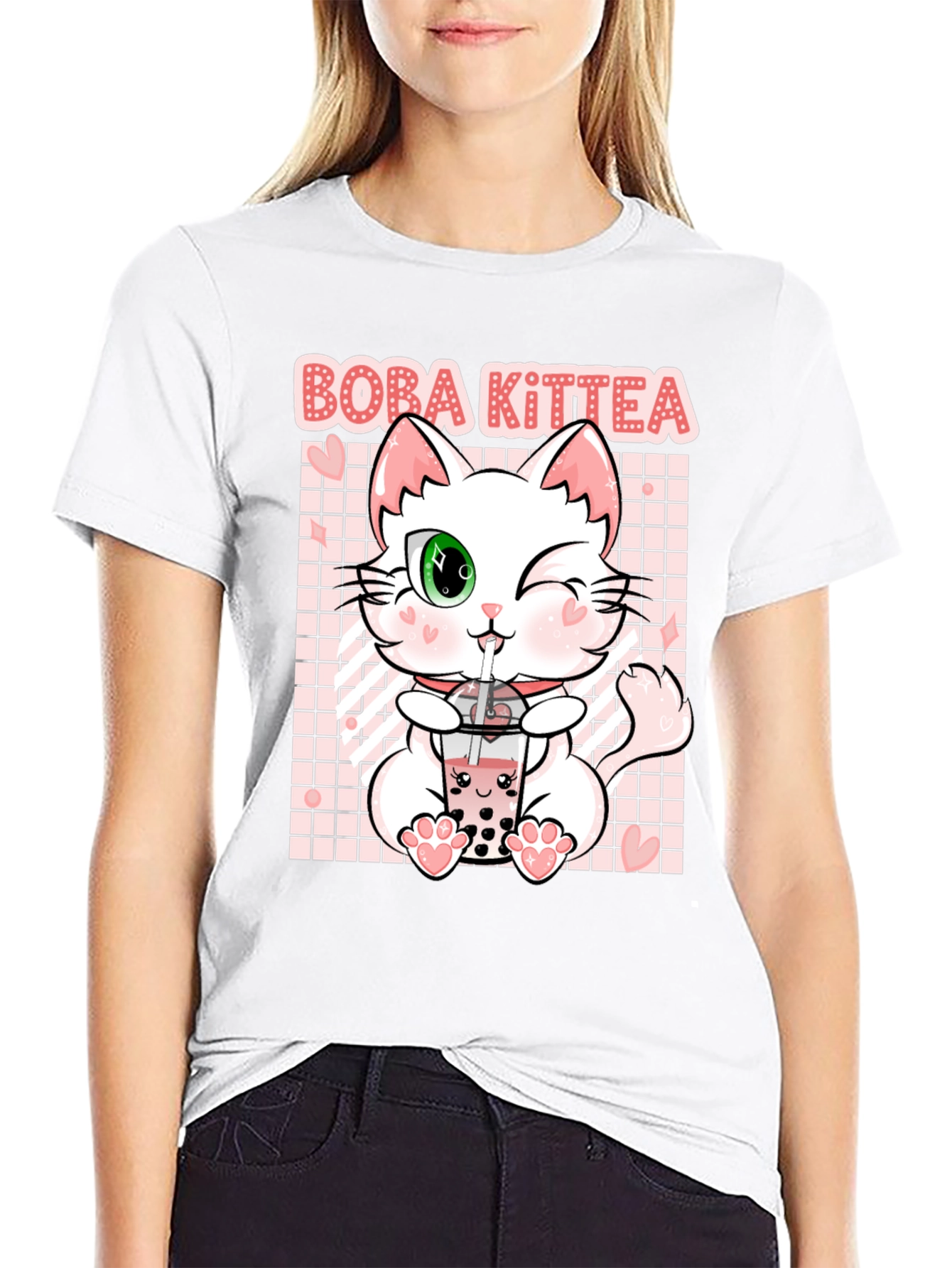 Boba Kittea Black Graphic T-Shirt