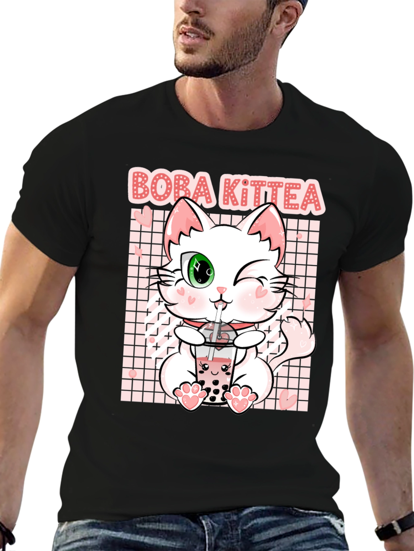 Boba Kittea Black Graphic T-Shirt