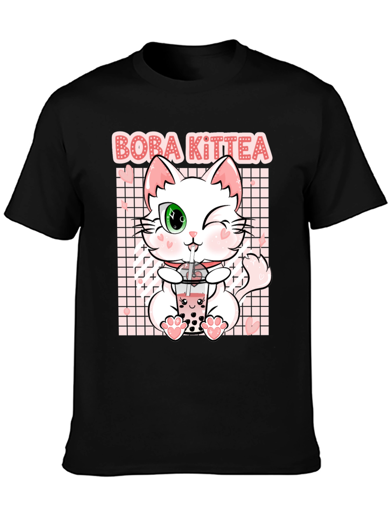 Boba Kittea Black Graphic T-Shirt