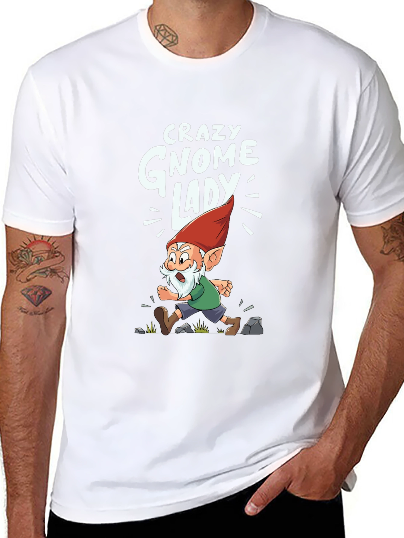 Crazy Gnome Lady Graphic Tee
