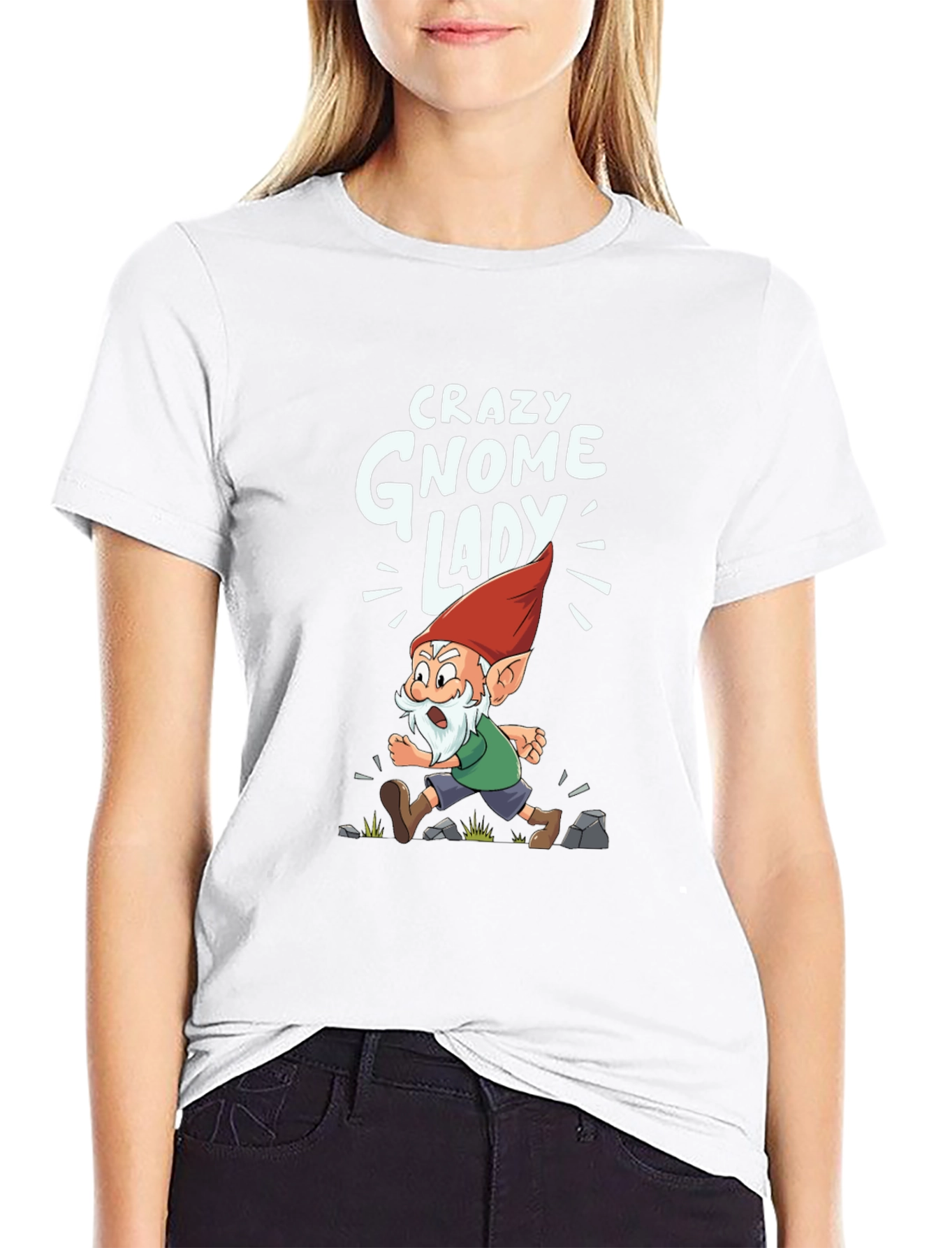 Crazy Gnome Lady Graphic Tee