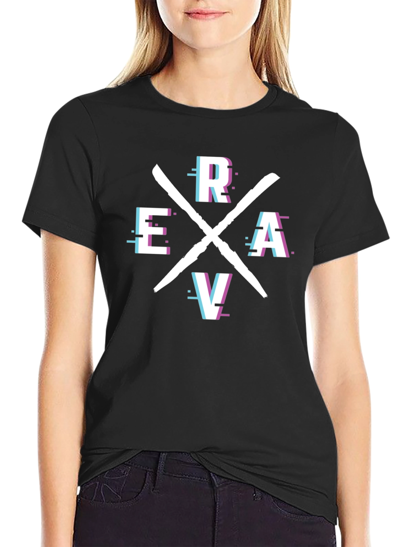 Retro Glitch ERAV Tee - Stylish Graphic T-Shirt