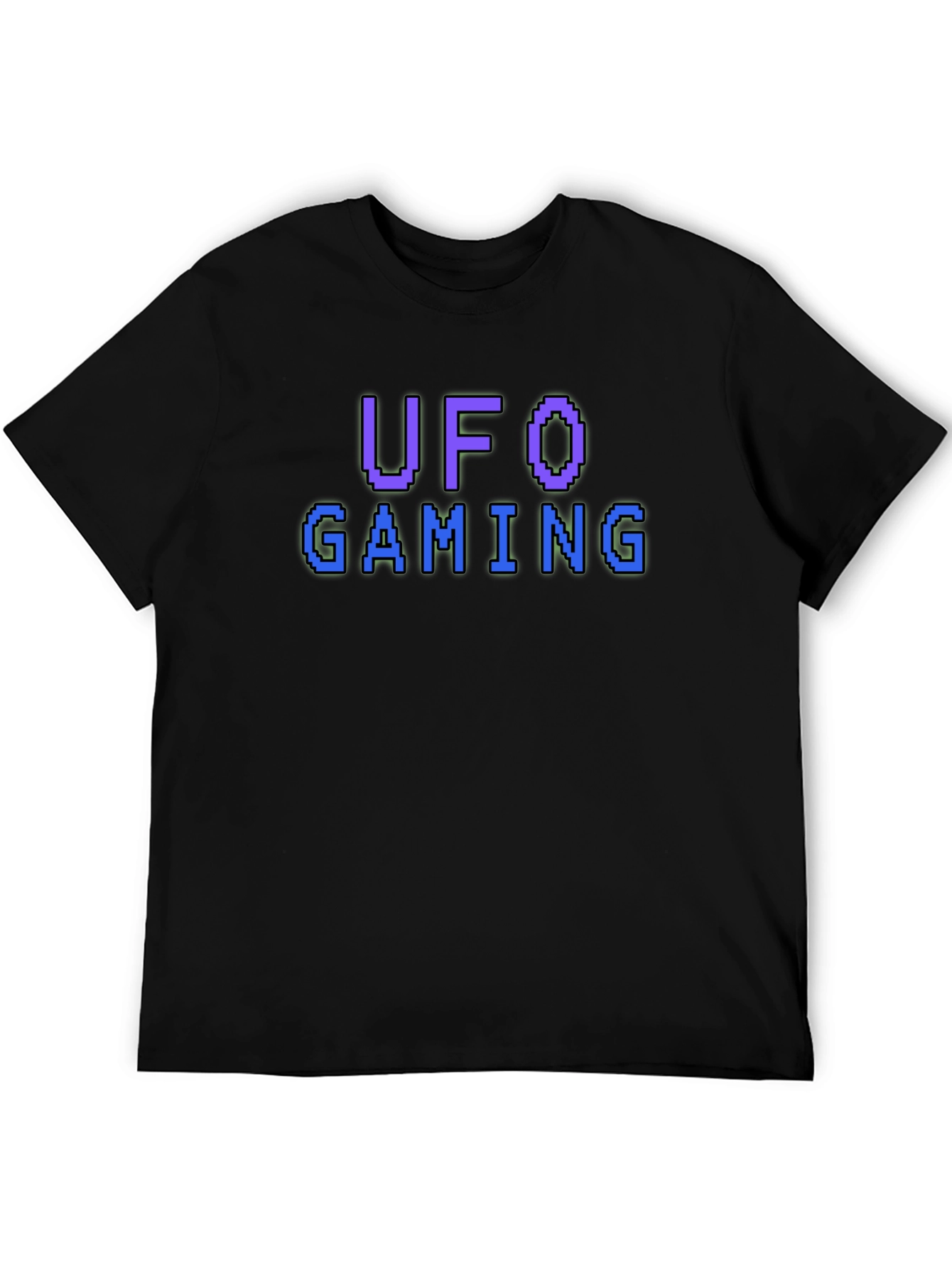 UFO Gaming Pixel Art Black T-Shirt
