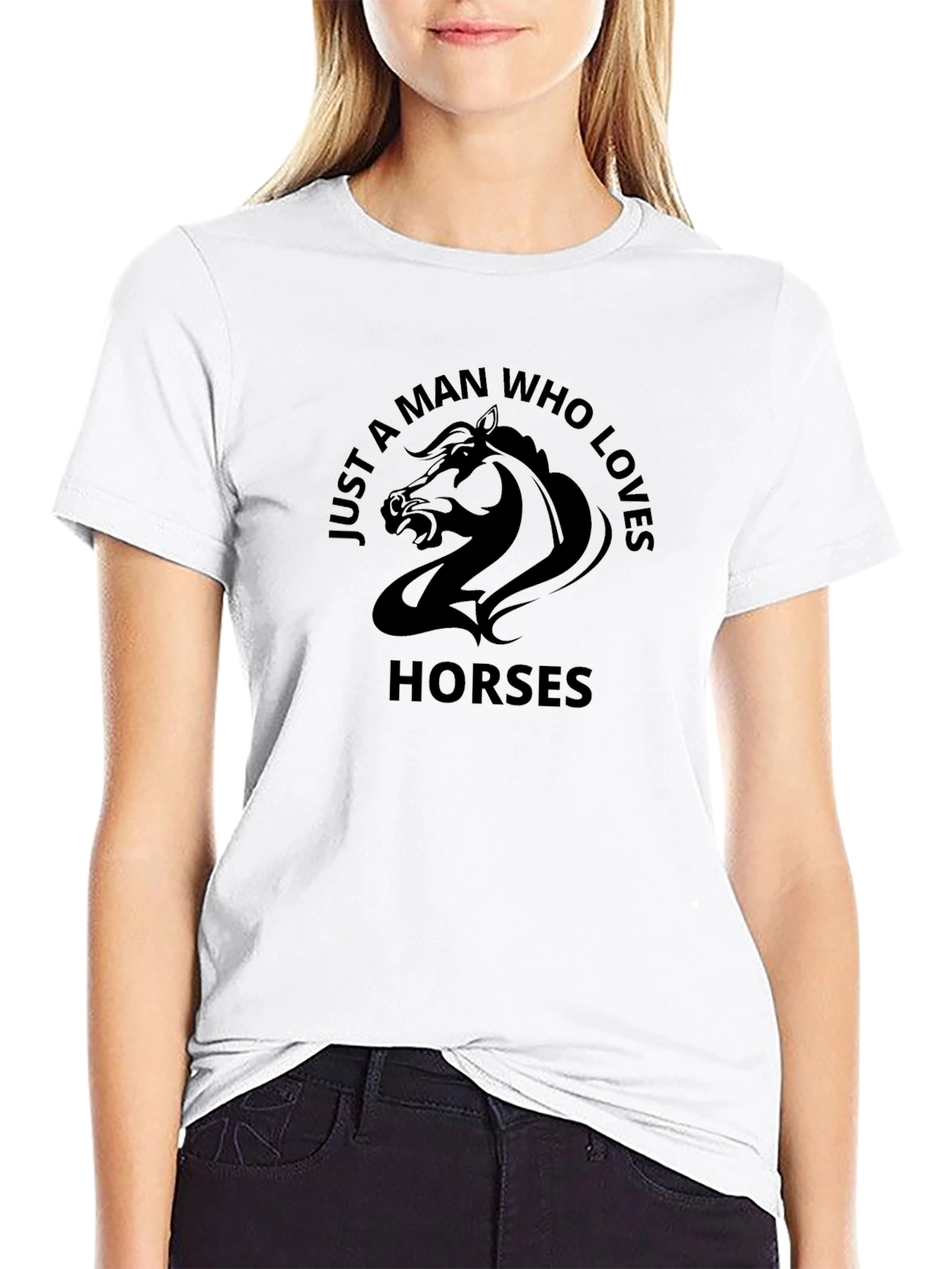 Mans Horse Lover Graphic Black T-Shirt