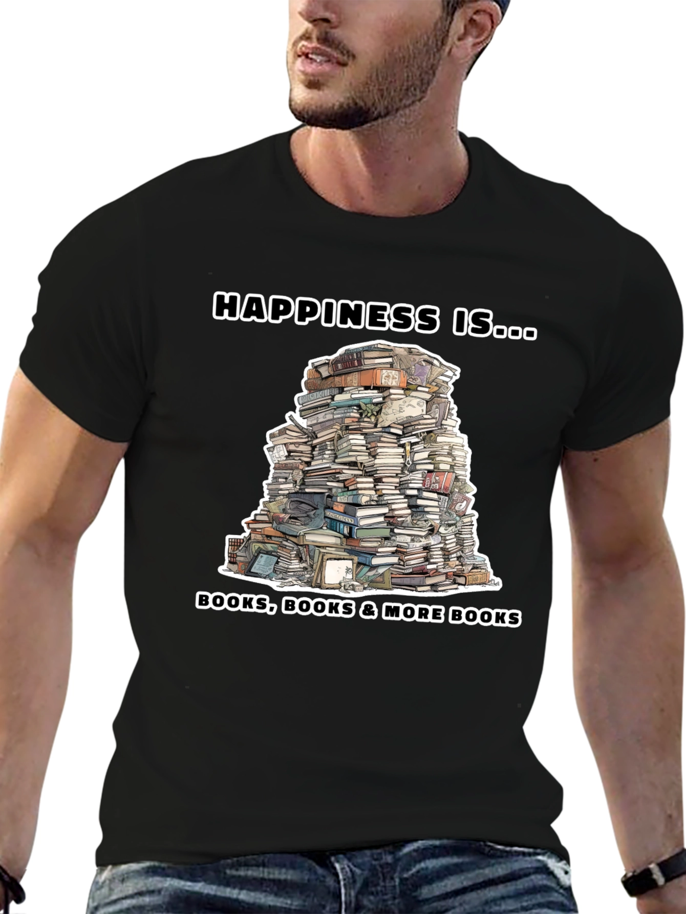 Book Lover T-Shirt: Happiness Is More Books!