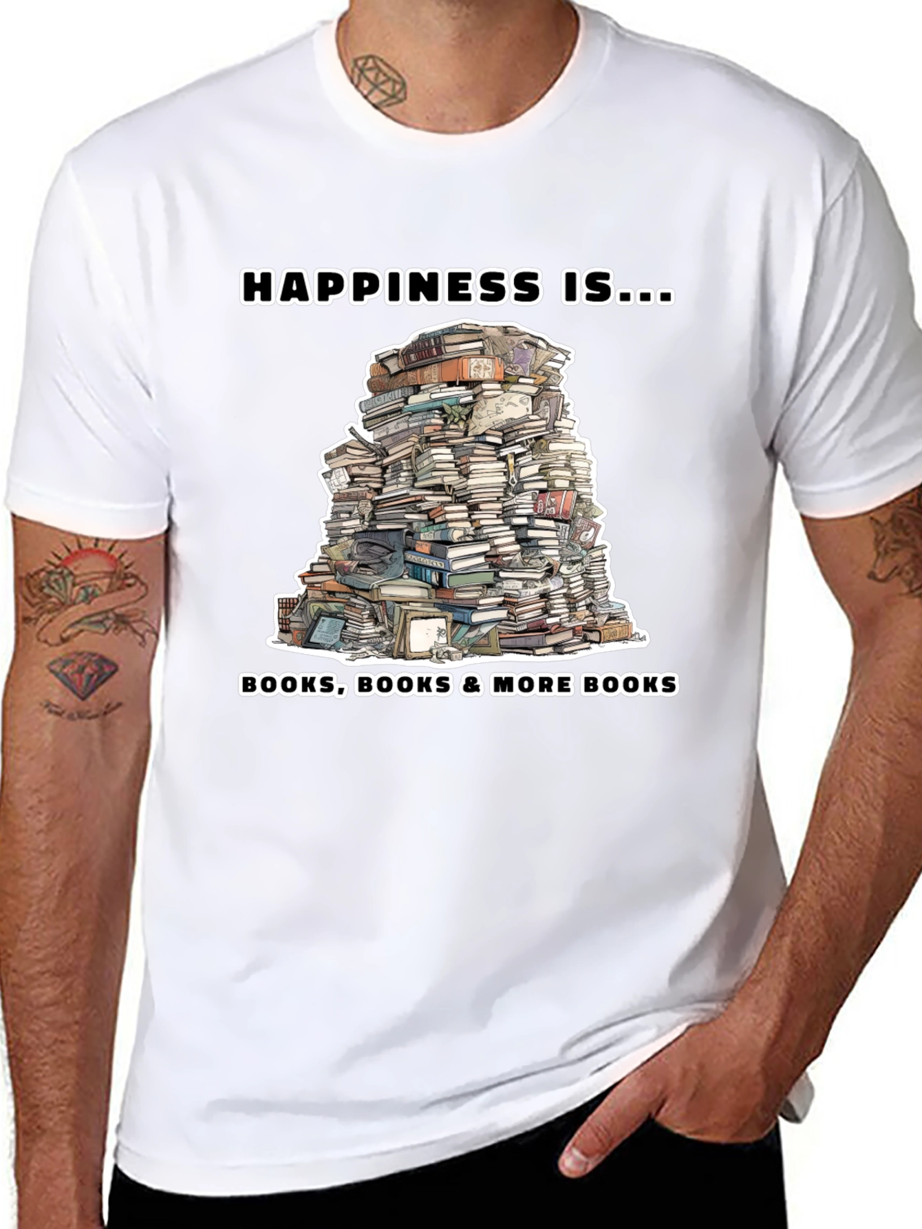 Book Lover T-Shirt: Happiness Is More Books!