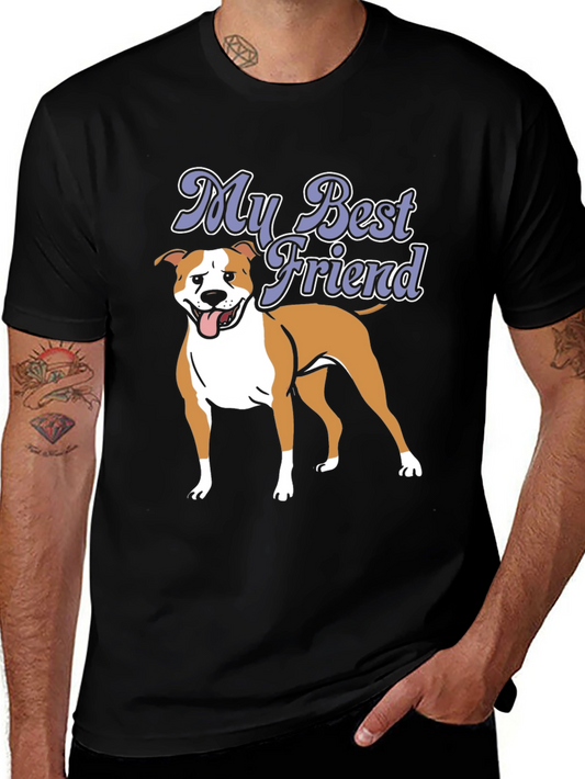 Mens My Best Friend Dog Graphic Black T-Shirt