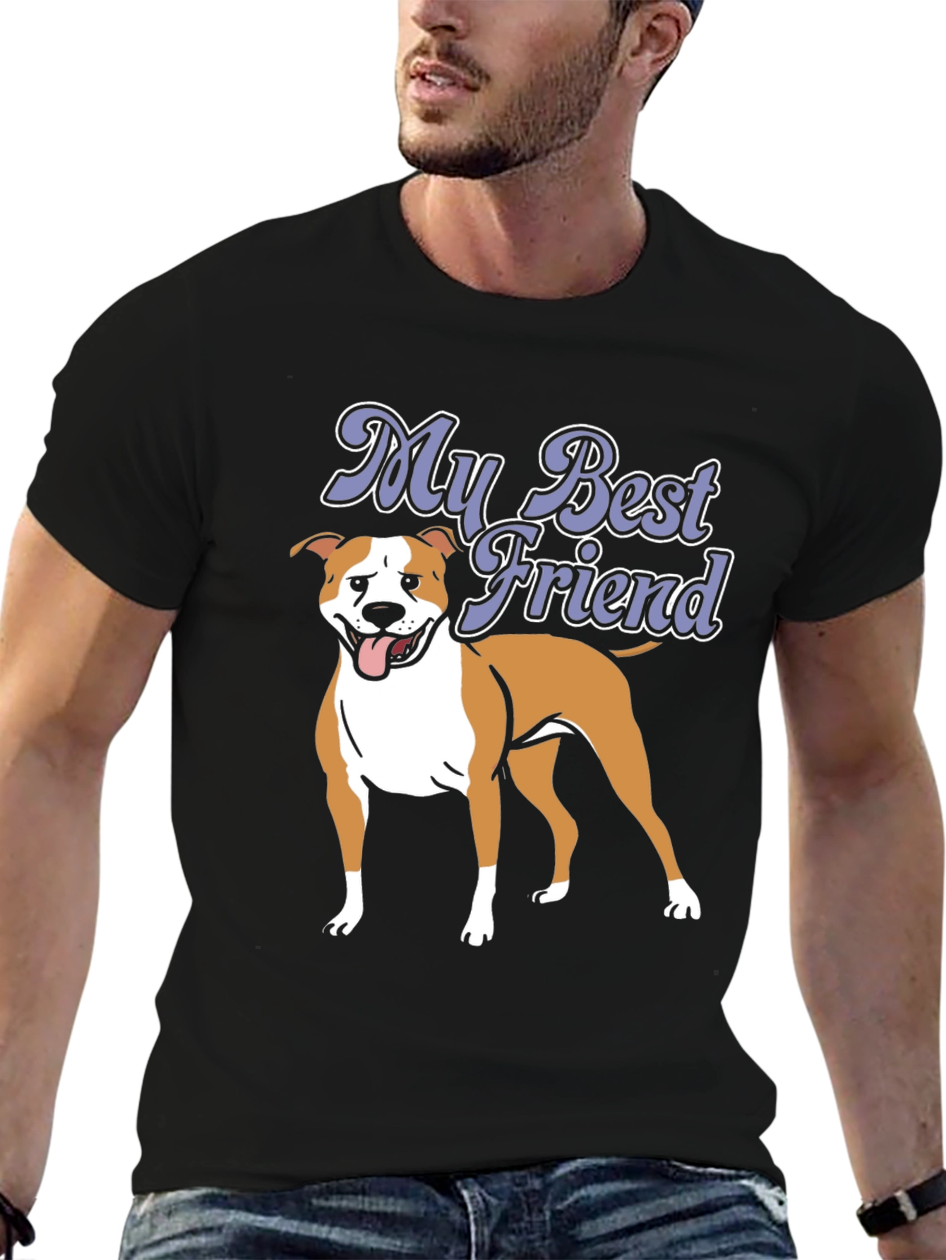 Mens My Best Friend Dog Graphic Black T-Shirt
