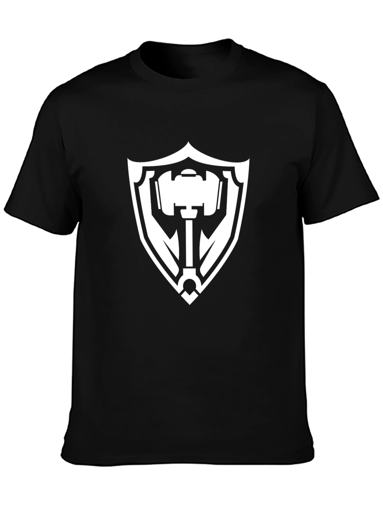 Hammer Shield Graphic Tee - Black Cotton T-Shirt