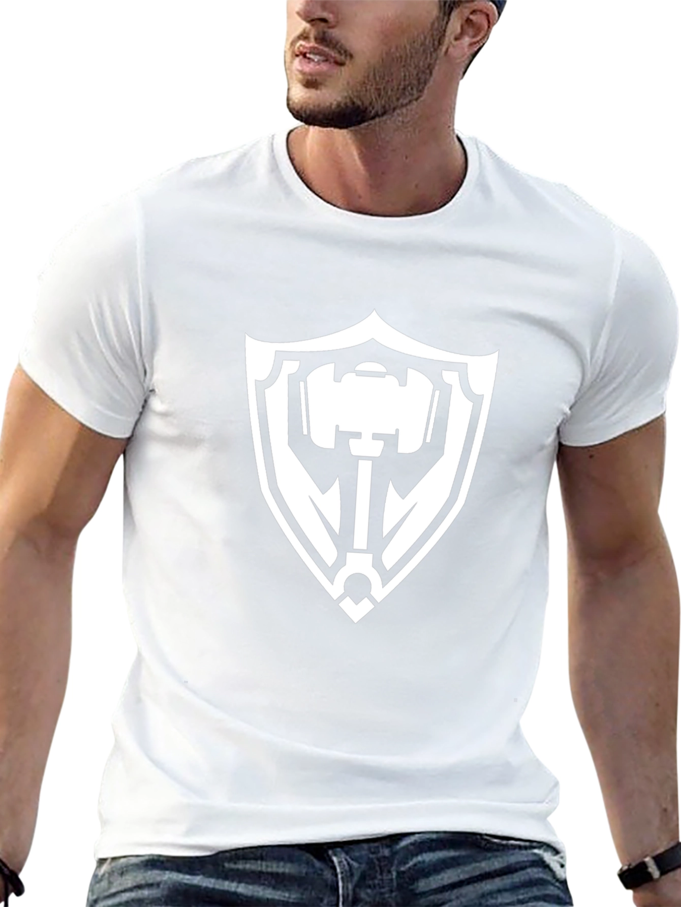 Hammer Shield Graphic Tee - Black Cotton T-Shirt