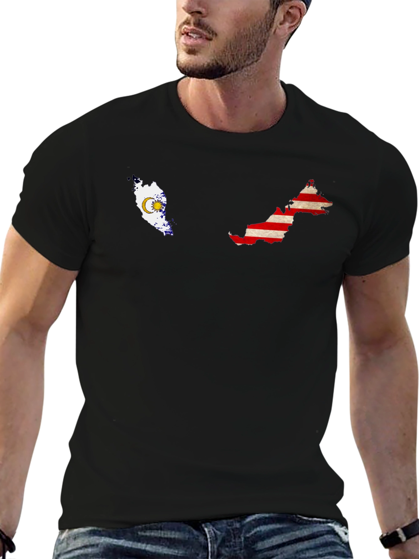 Malaysia Map Flag Graphic Tee - Black