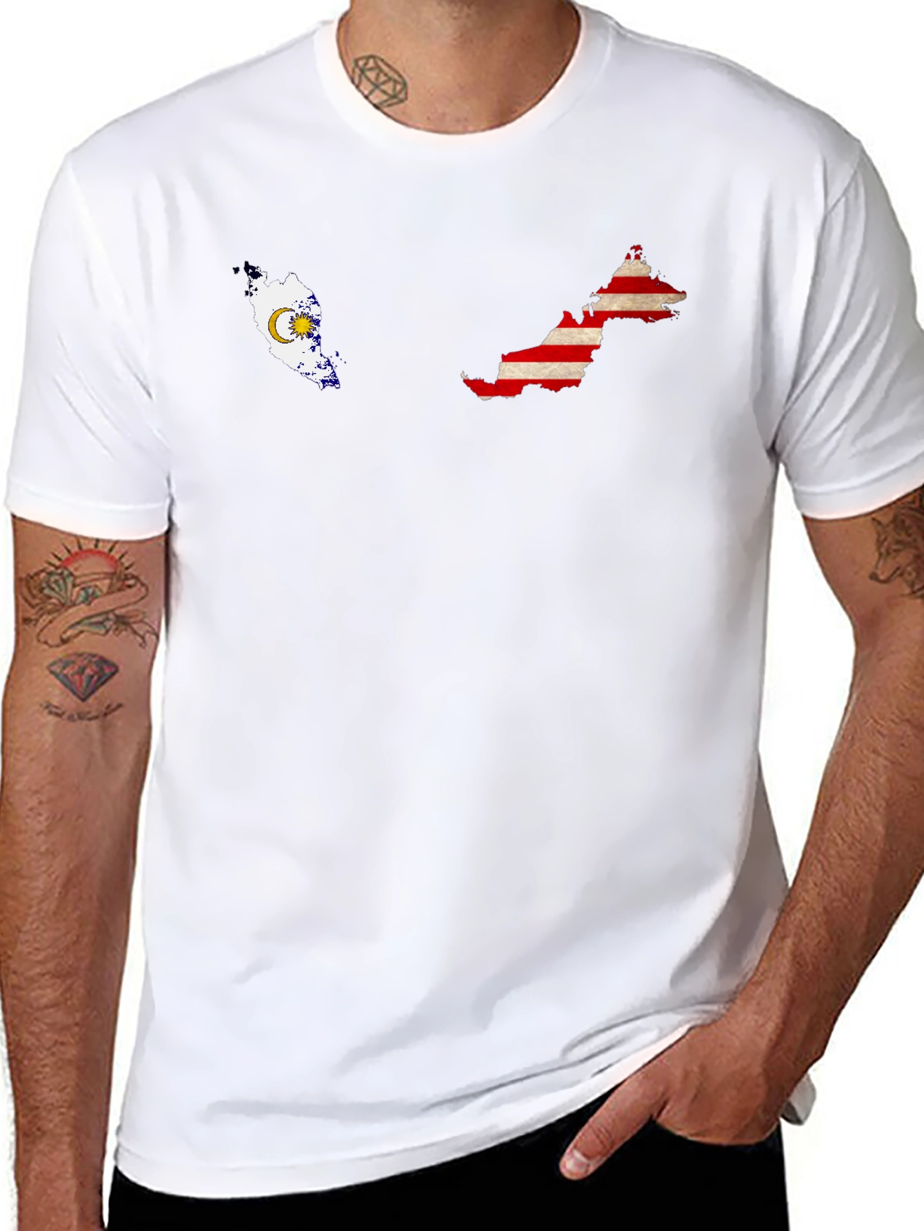 Malaysia Map Flag Graphic Tee - Black