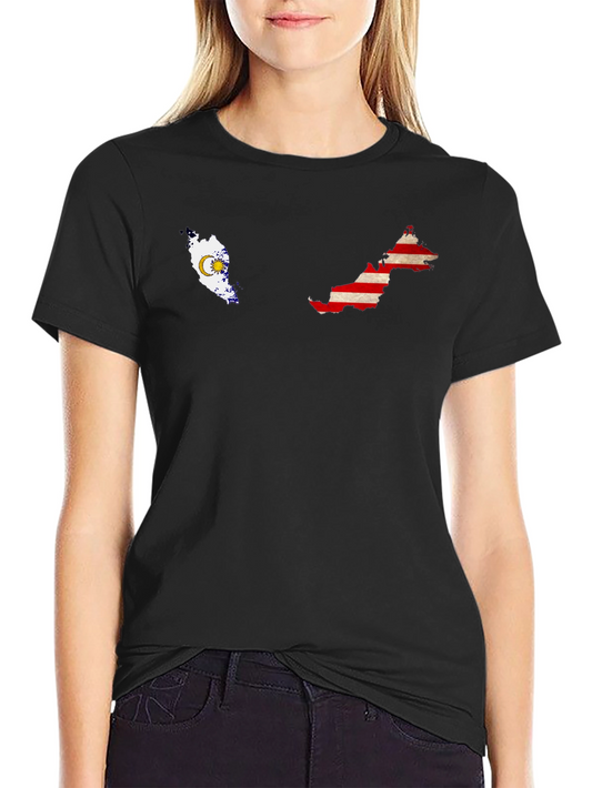 Malaysia Map Flag Graphic Tee - Black